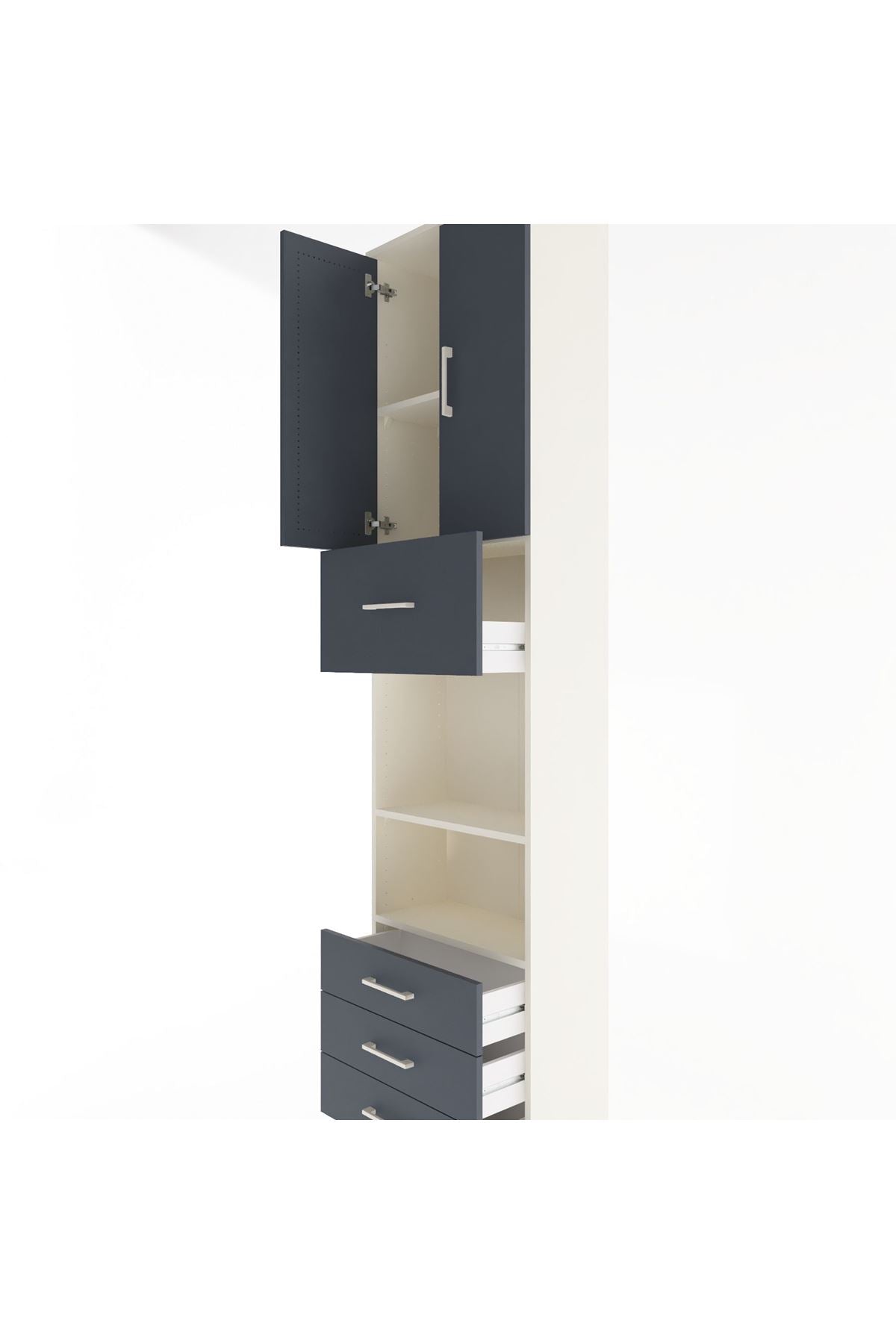 Arges Dolap 4 Raflı 4 Çekmeceli 2 Kapaklı 60x30x243 - S32M039V2A