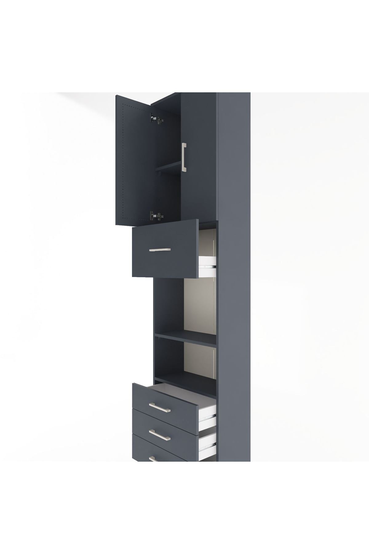 Arges Dolap 4 Raflı 4 Çekmeceli 2 Kapaklı 60x30x243 - S32M039V5A