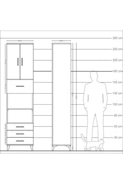 Arges Dolap 4 Raflı 4 Çekmeceli 2 Kapaklı 60x30x243 - S32M039V7A