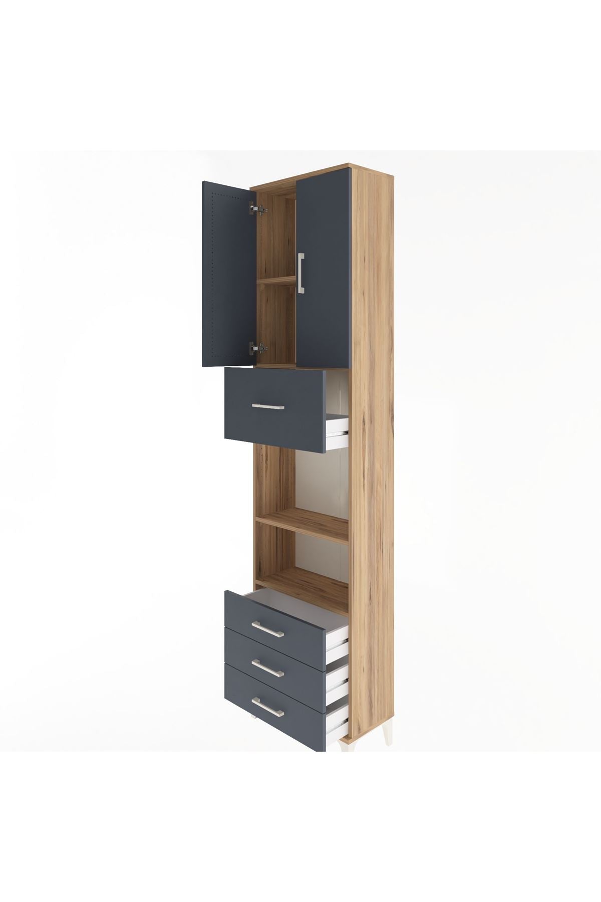 Arges Dolap 4 Raflı 4 Çekmeceli 2 Kapaklı 60x30x243 - S32M039V8A