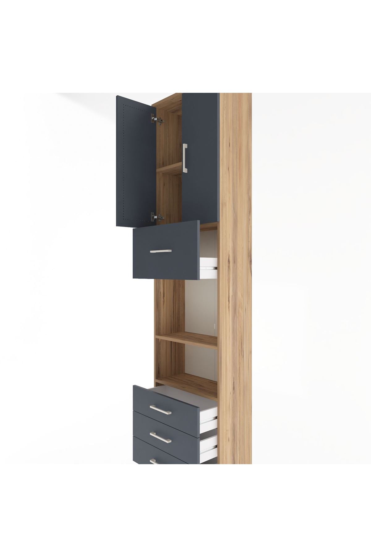 Arges Dolap 4 Raflı 4 Çekmeceli 2 Kapaklı 60x30x243 - S32M039V8A