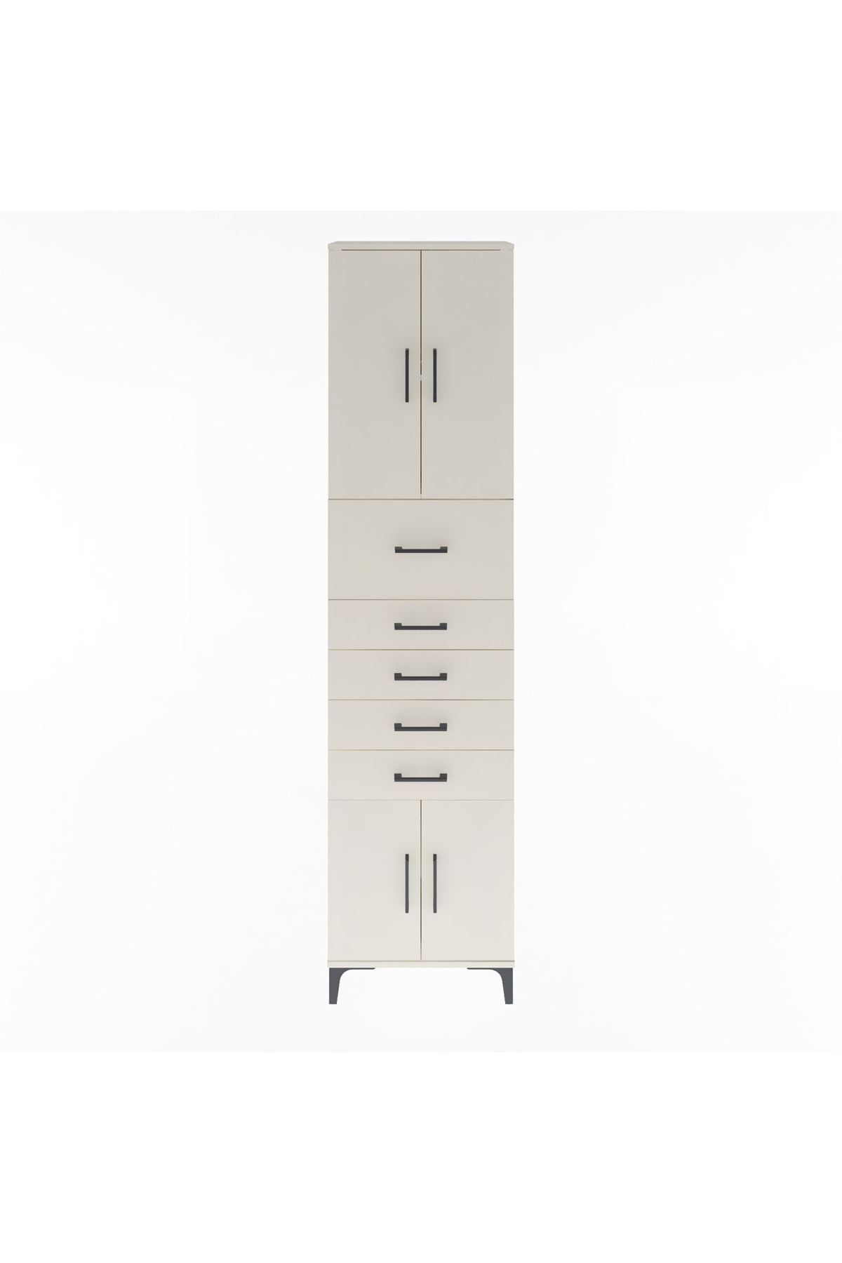 Arges Dolap 3 Raflı 5 Çekmeceli 4 Kapaklı 60x30x243 - S32M040V1A
