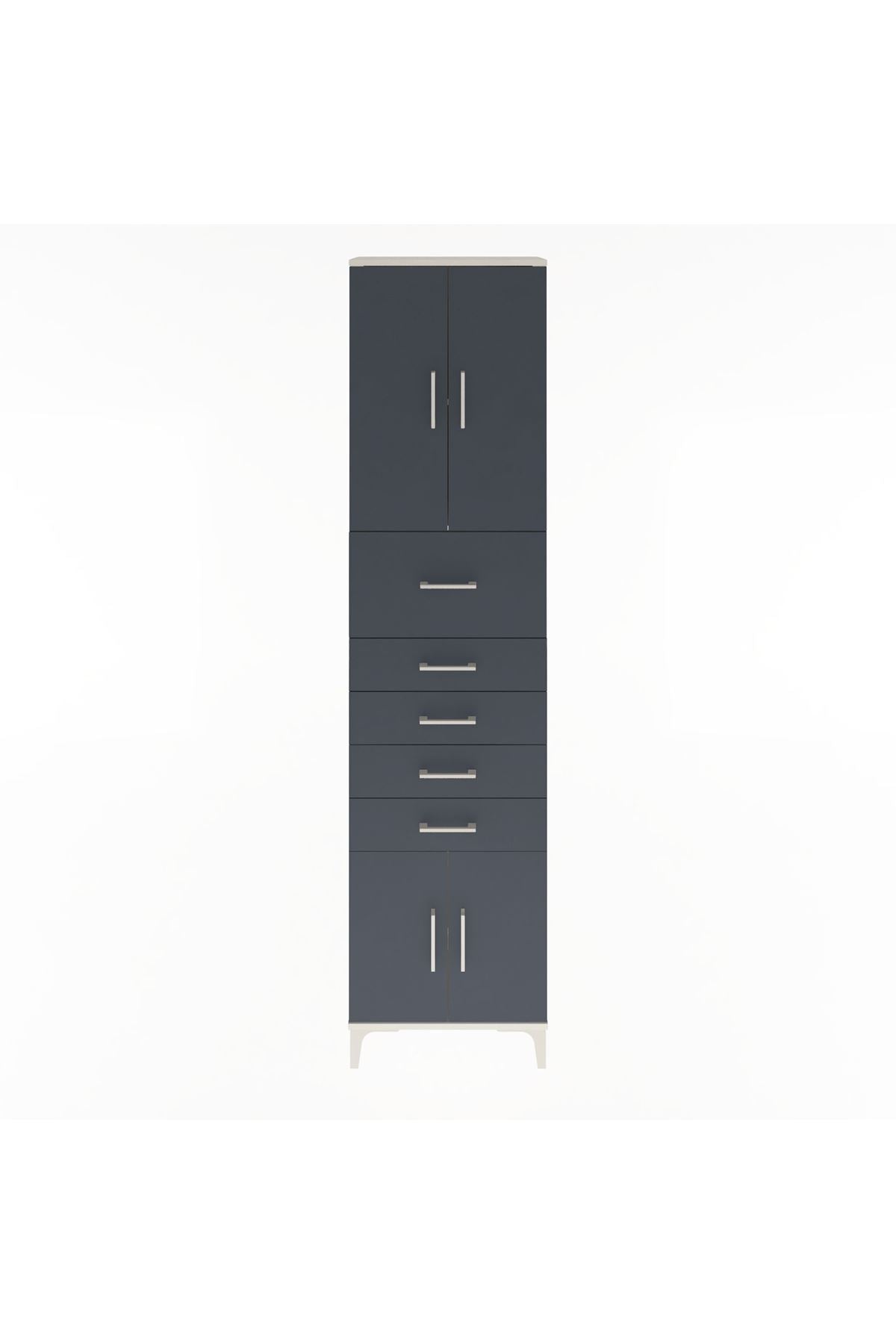Arges Dolap 3 Raflı 5 Çekmeceli 4 Kapaklı 60x30x243 - S32M040V2A