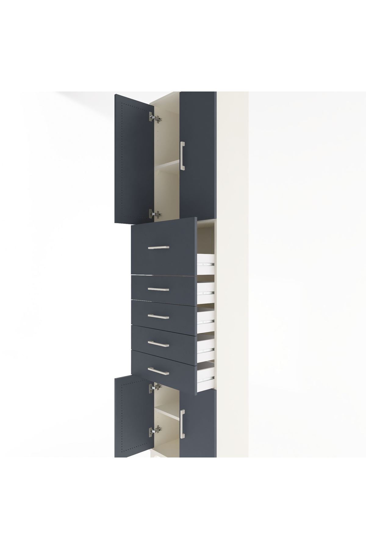 Arges Dolap 3 Raflı 5 Çekmeceli 4 Kapaklı 60x30x243 - S32M040V2A