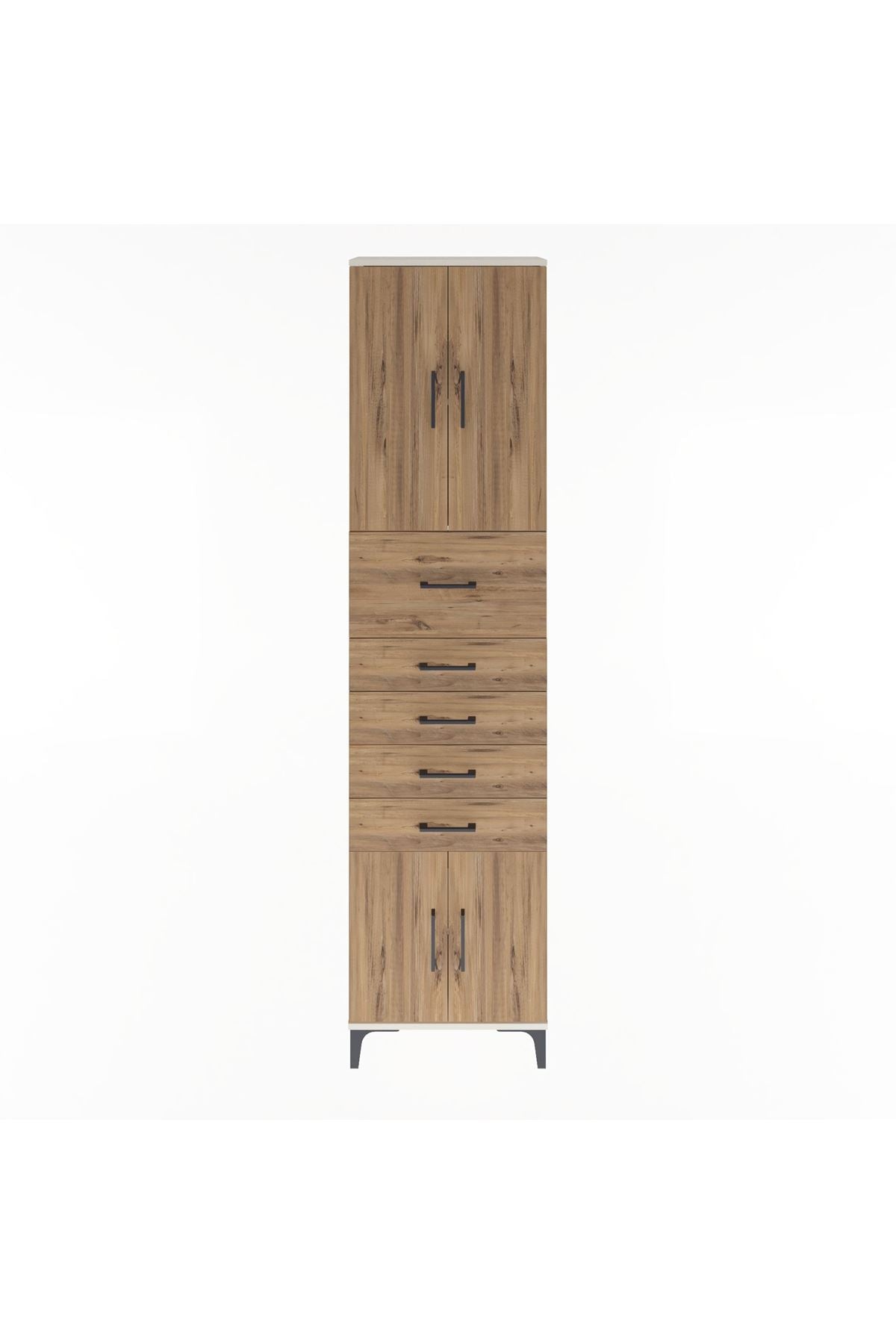 Arges Dolap 3 Raflı 5 Çekmeceli 4 Kapaklı 60x30x243 - S32M040V3A