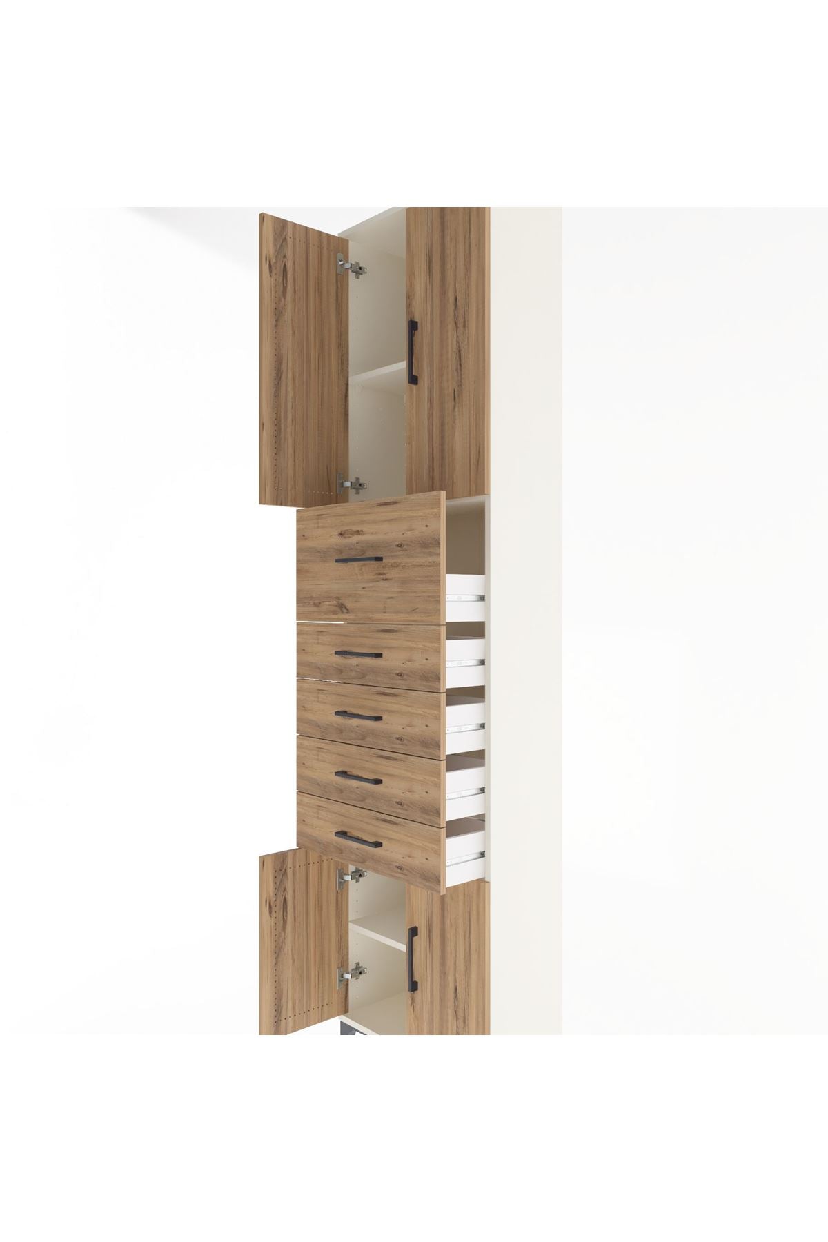 Arges Dolap 3 Raflı 5 Çekmeceli 4 Kapaklı 60x30x243 - S32M040V3A