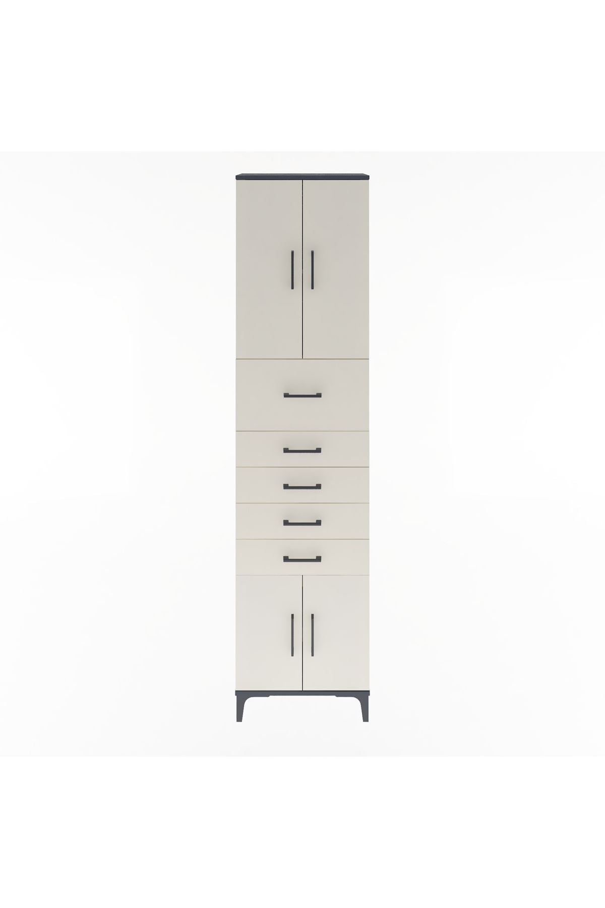 Arges Dolap 3 Raflı 5 Çekmeceli 4 Kapaklı 60x30x243 - S32M040V4A