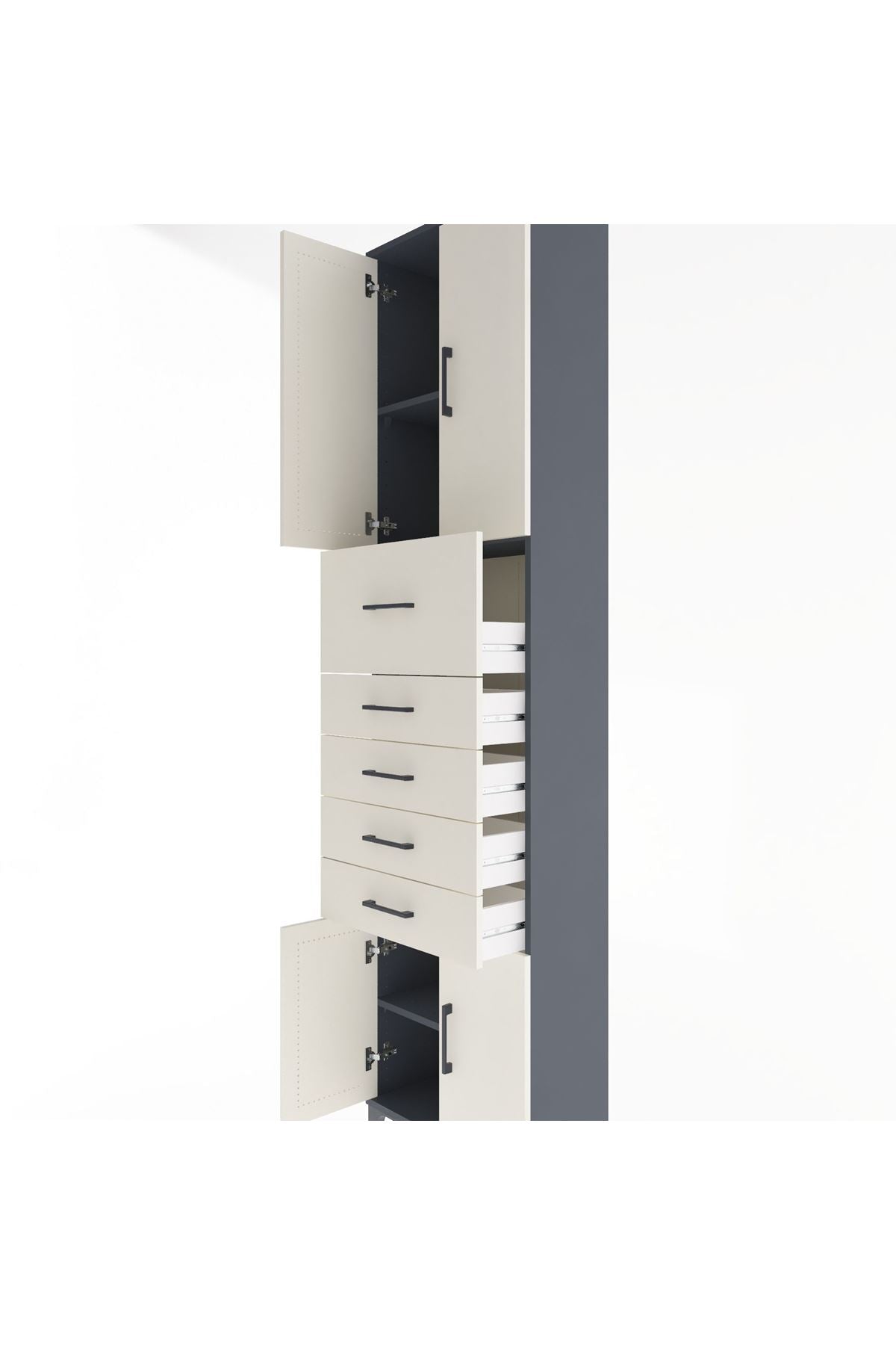 Arges Dolap 3 Raflı 5 Çekmeceli 4 Kapaklı 60x30x243 - S32M040V4A