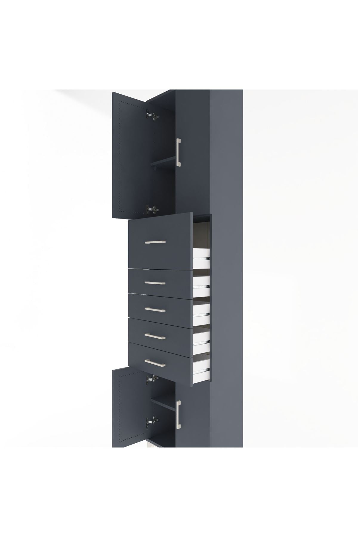 Arges Dolap 3 Raflı 5 Çekmeceli 4 Kapaklı 60x30x243 - S32M040V5A