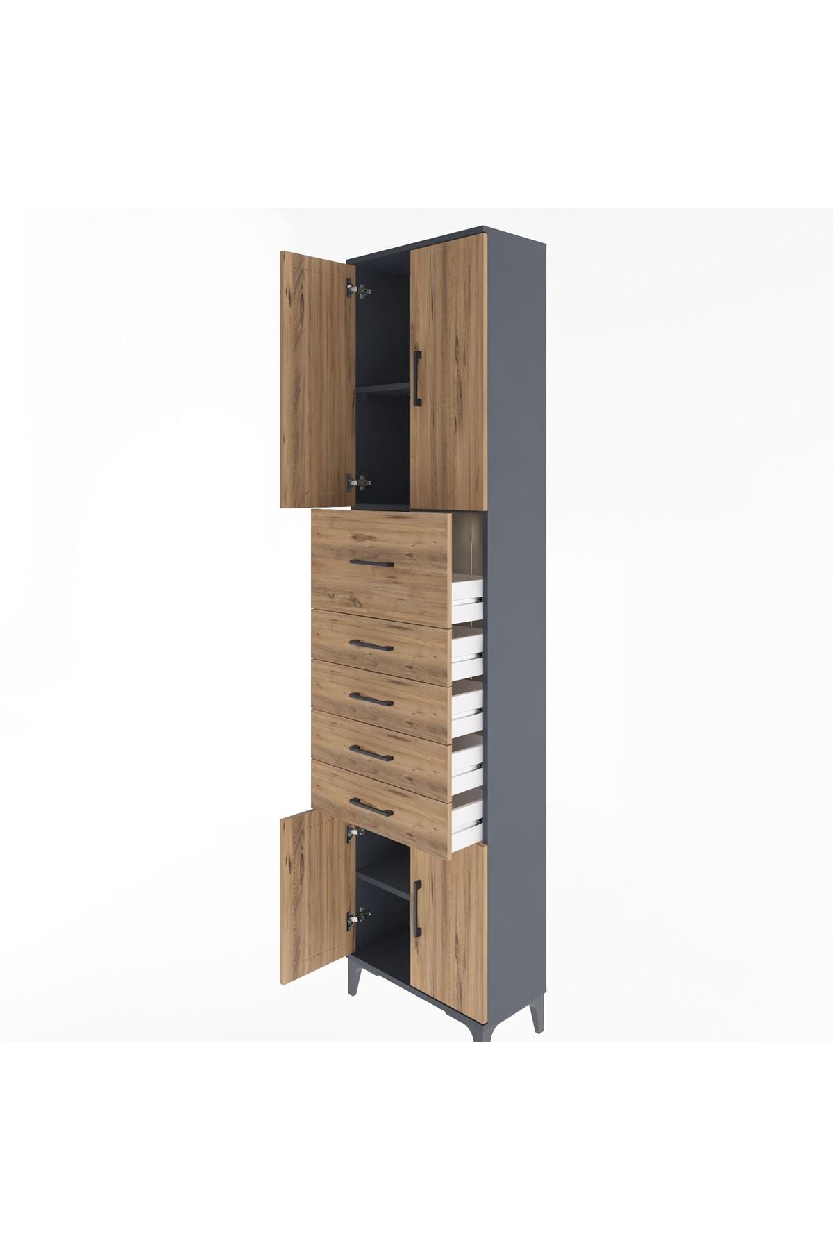 Arges Dolap 3 Raflı 5 Çekmeceli 4 Kapaklı 60x30x243 - S32M040V6A