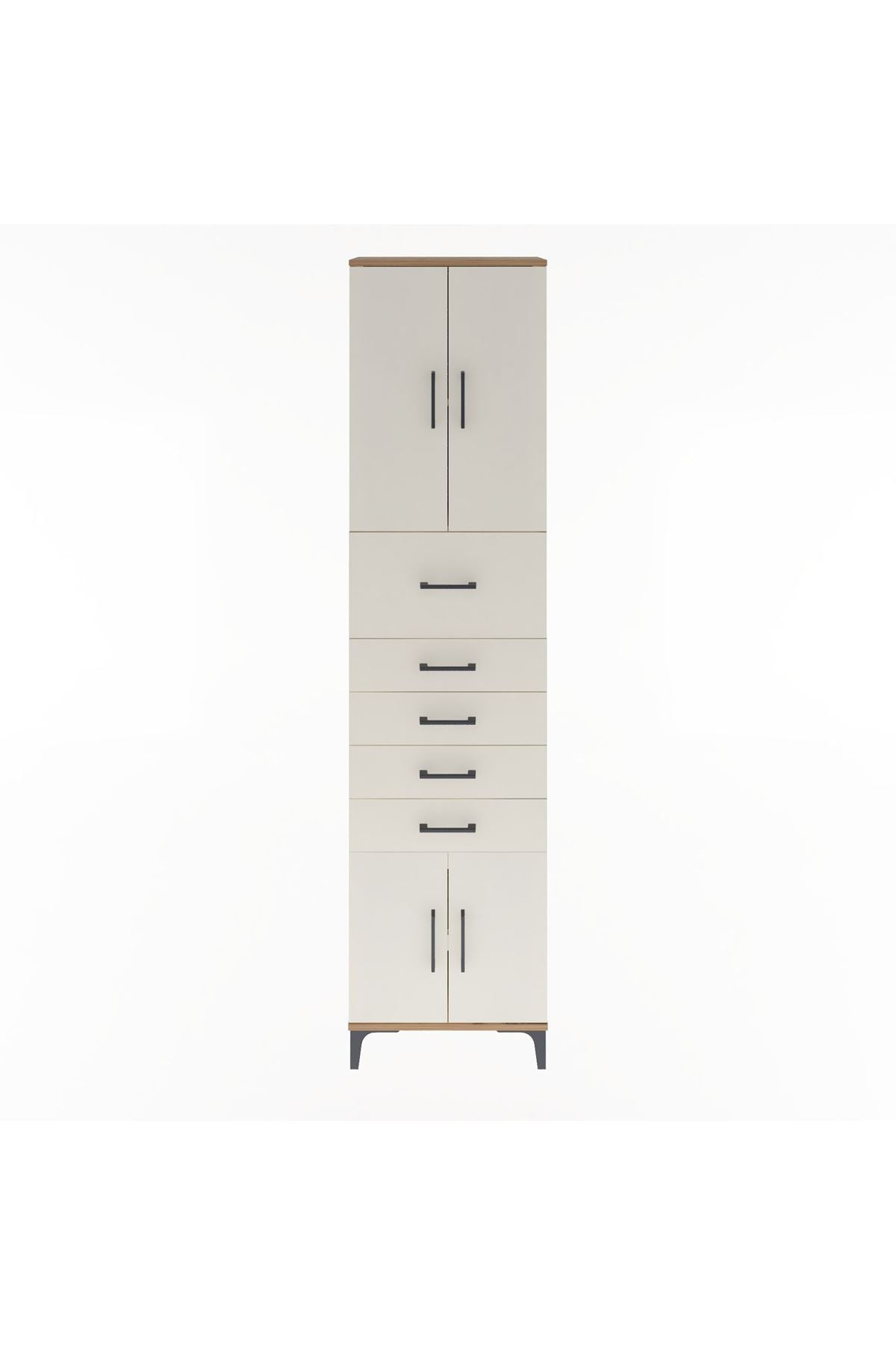 Arges Dolap 3 Raflı 5 Çekmeceli 4 Kapaklı 60x30x243 - S32M040V7A