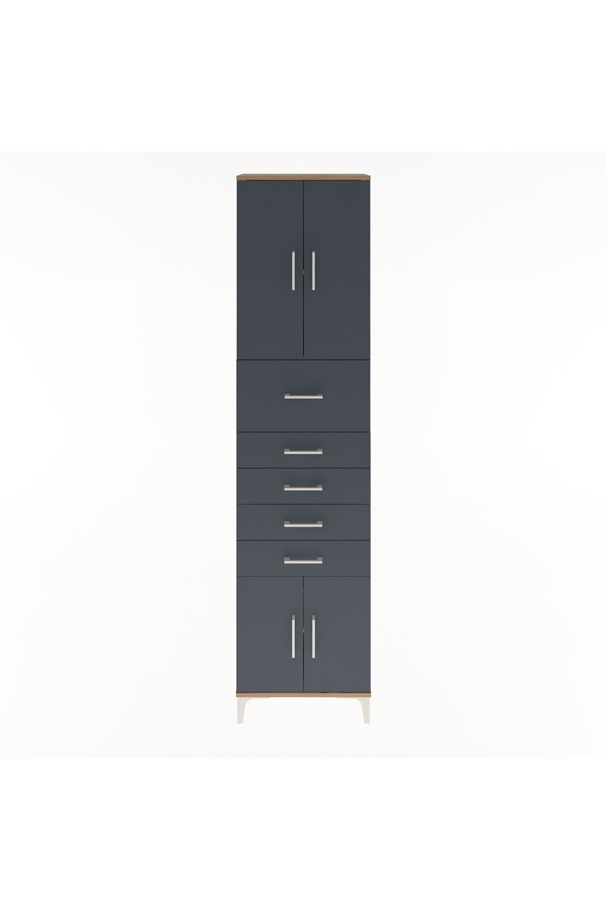Arges Dolap 3 Raflı 5 Çekmeceli 4 Kapaklı 60x30x243 - S32M040V8A