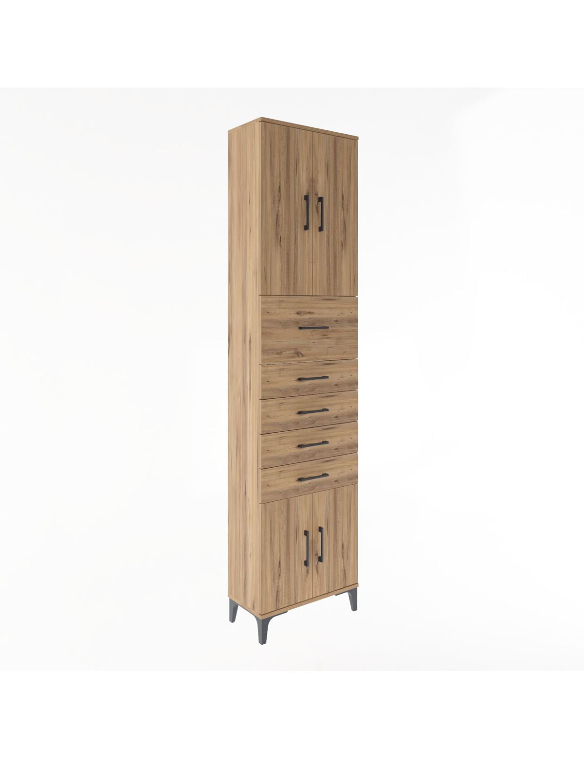 Arges Dolap 3 Raflı 5 Çekmeceli 4 Kapaklı 60x30x243 - S32M040V9A