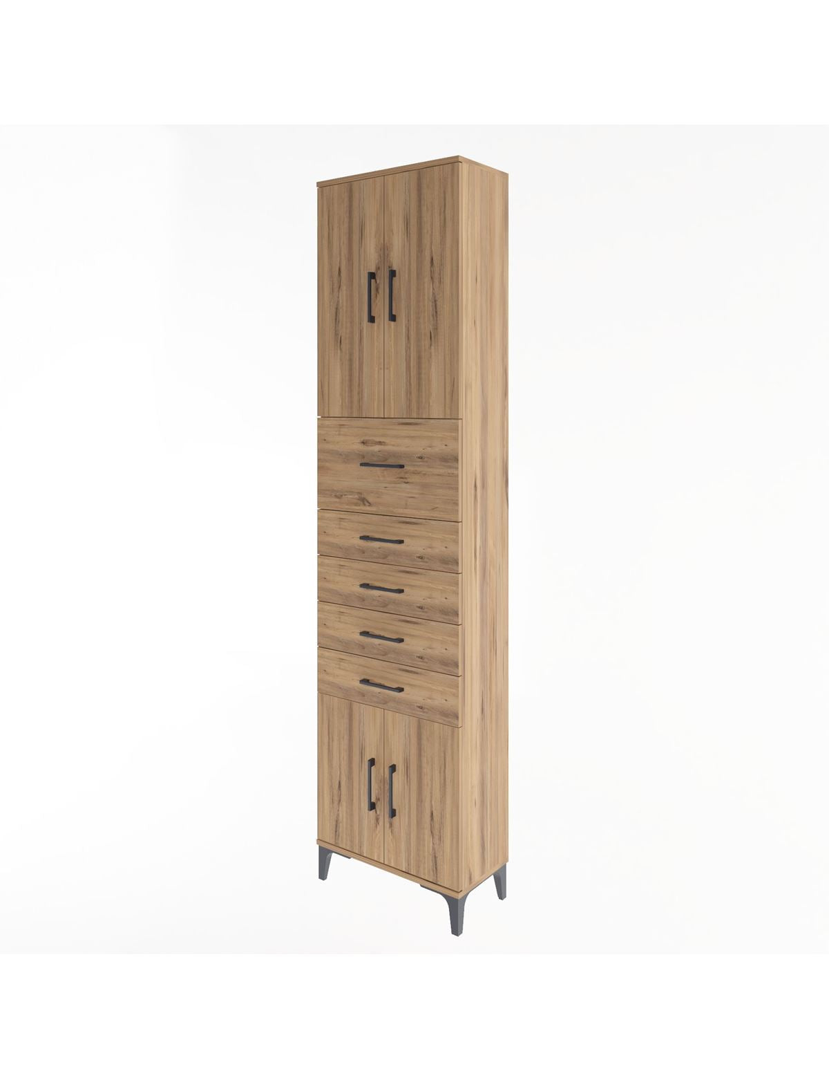 Arges Dolap 3 Raflı 5 Çekmeceli 4 Kapaklı 60x30x243 - S32M040V9A