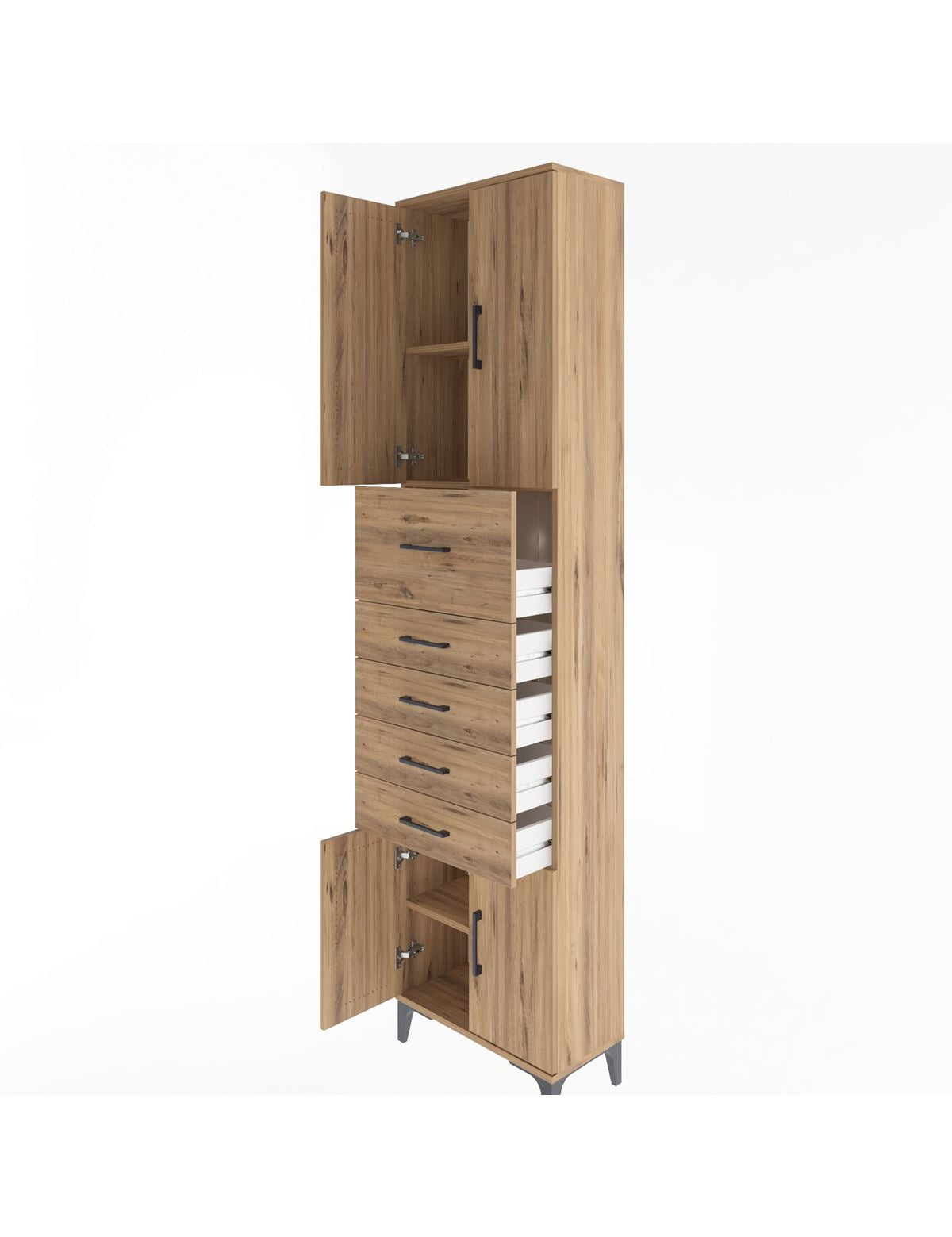 Arges Dolap 3 Raflı 5 Çekmeceli 4 Kapaklı 60x30x243 - S32M040V9A