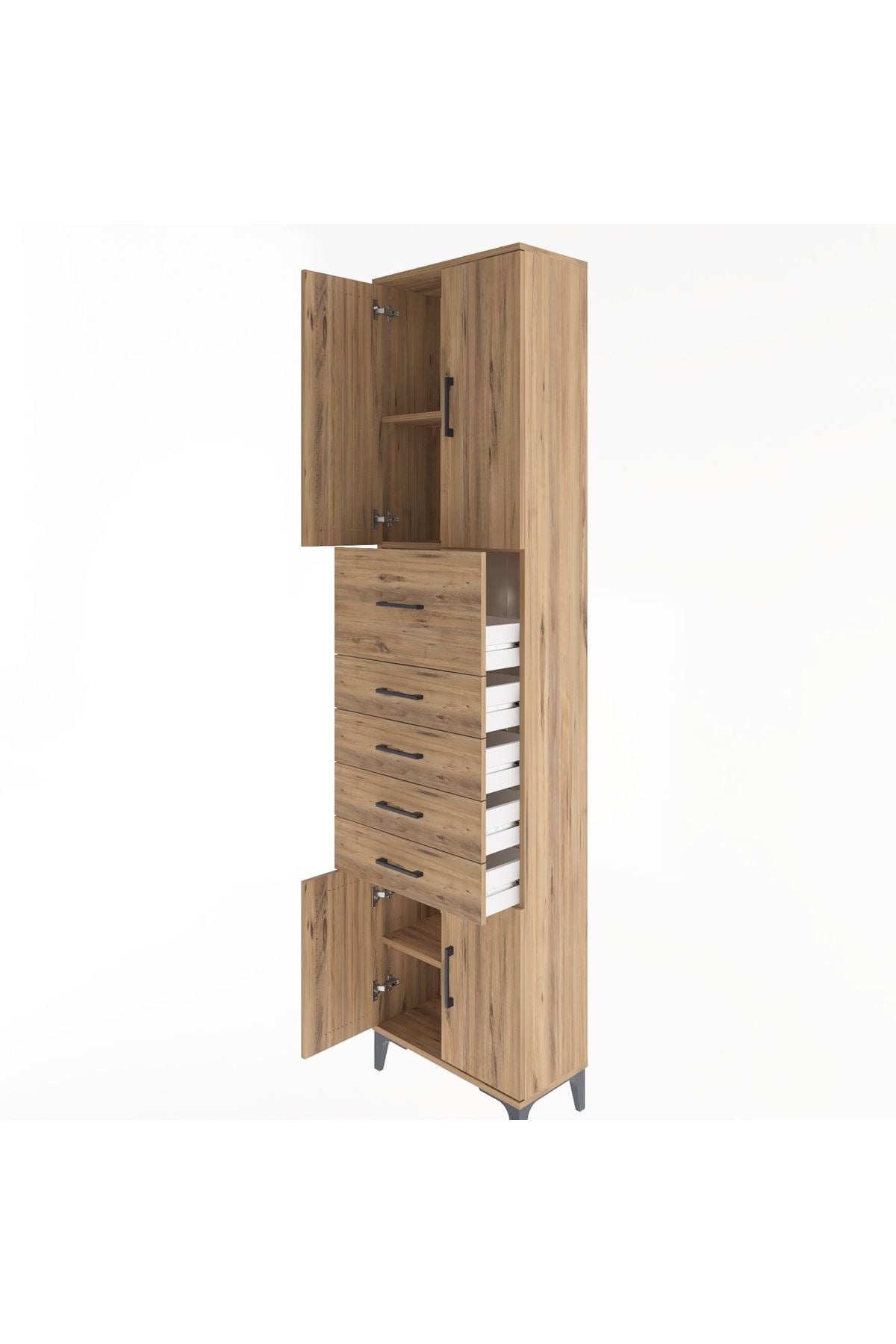 Arges Dolap 3 Raflı 5 Çekmeceli 4 Kapaklı 60x30x243 - S32M040V9A