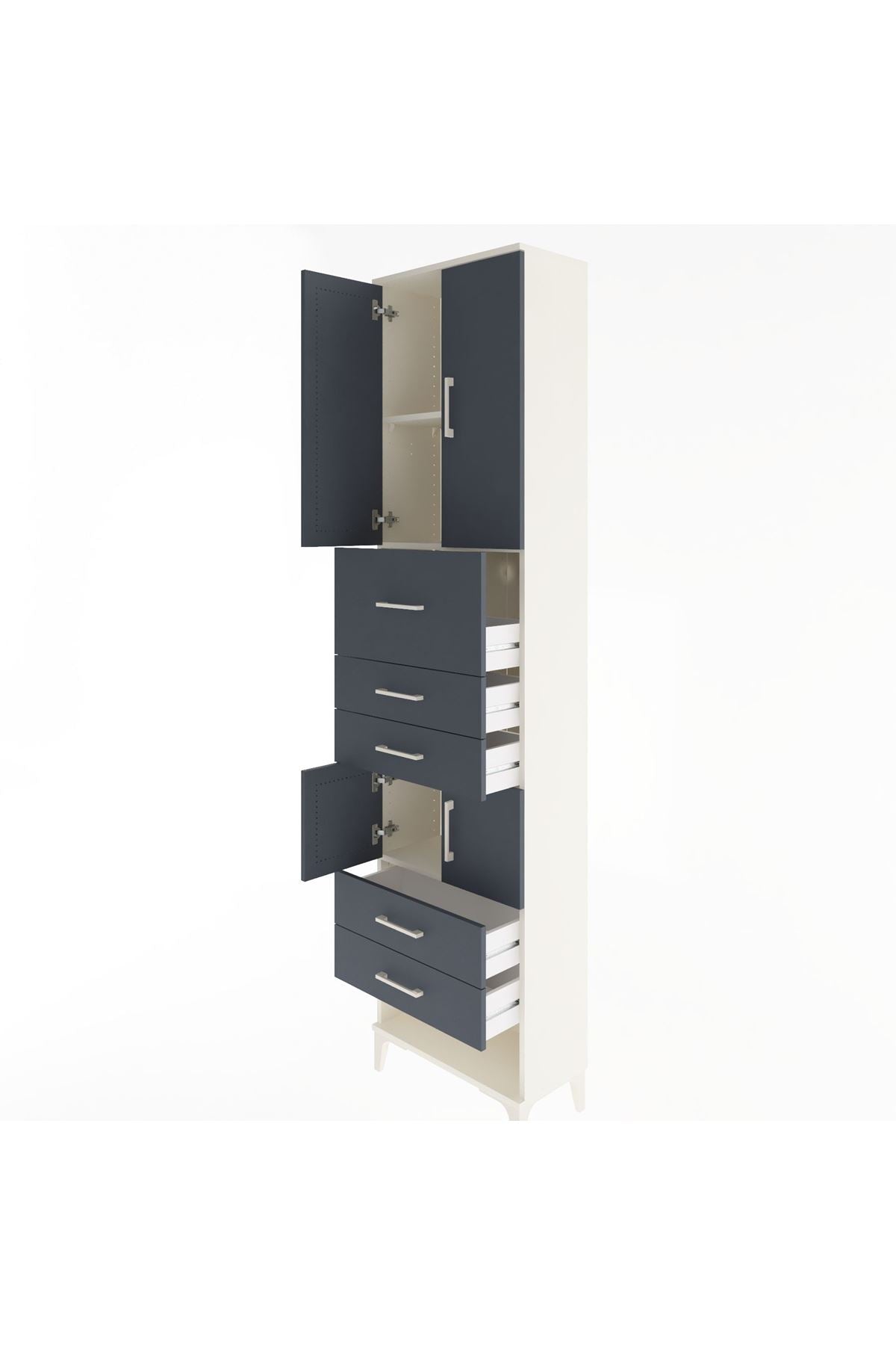 Arges Dolap 3 Raflı 5 Çekmeceli 4 Kapaklı 60x30x243 - S32M041V2A