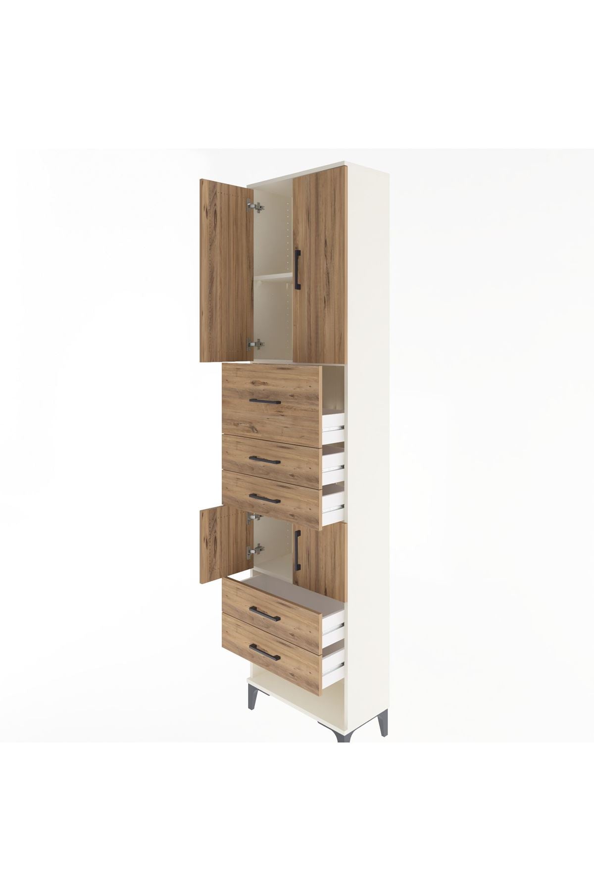 Arges Dolap 3 Raflı 5 Çekmeceli 4 Kapaklı 60x30x243 - S32M041V3A