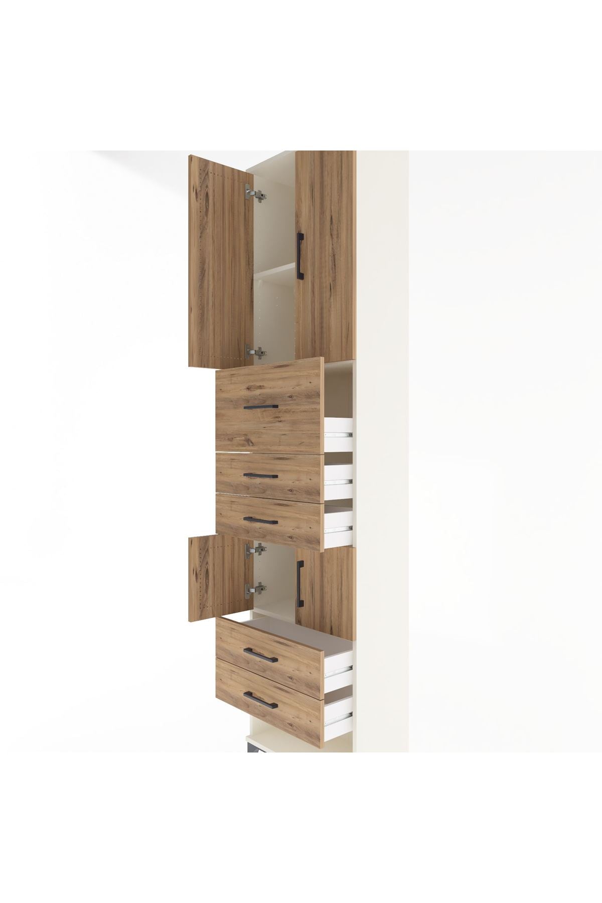 Arges Dolap 3 Raflı 5 Çekmeceli 4 Kapaklı 60x30x243 - S32M041V3A