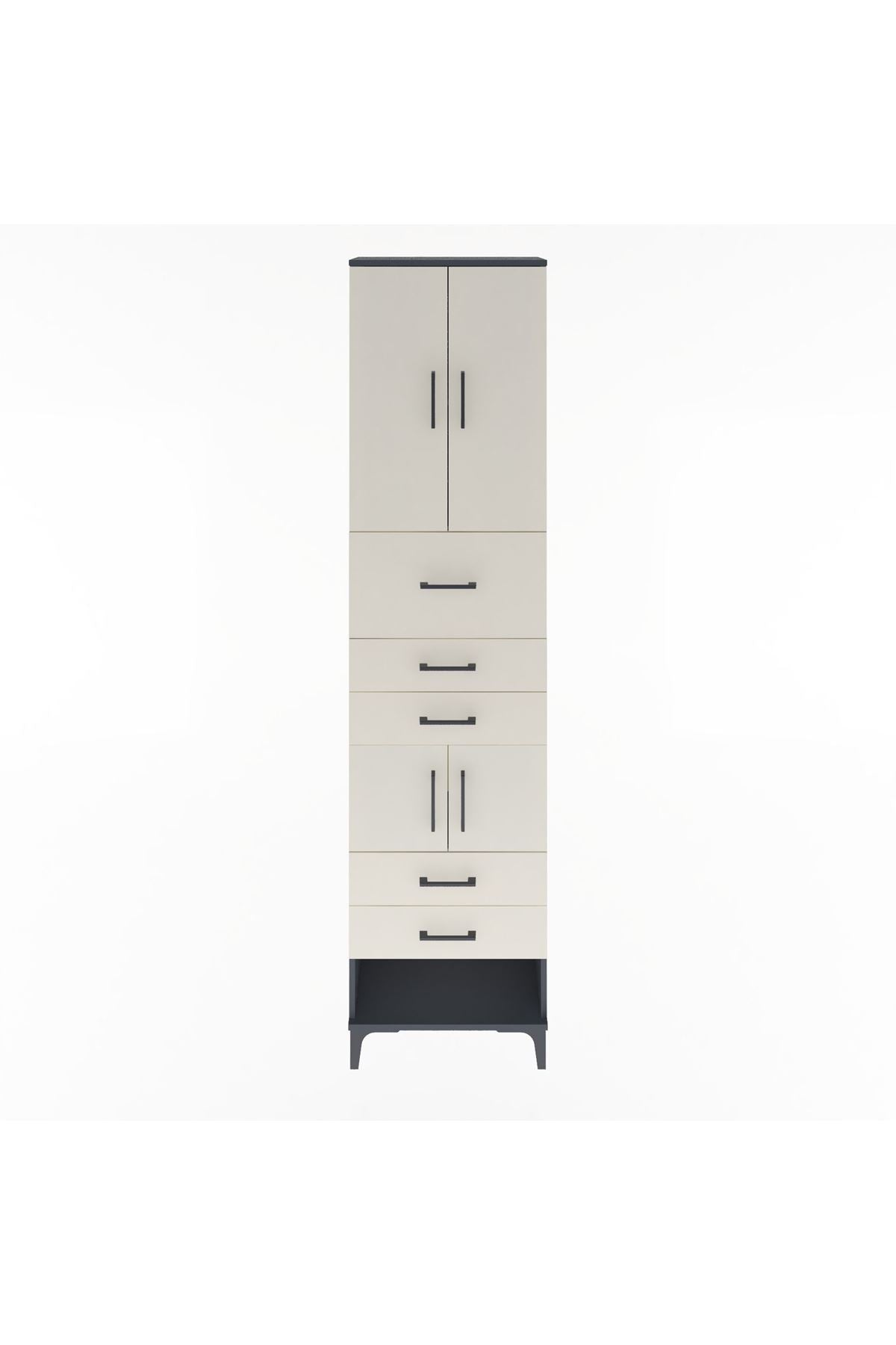 Arges Dolap 3 Raflı 5 Çekmeceli 4 Kapaklı 60x30x243 - S32M041V4A