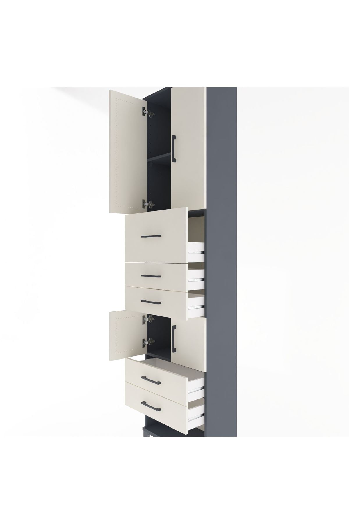 Arges Dolap 3 Raflı 5 Çekmeceli 4 Kapaklı 60x30x243 - S32M041V4A