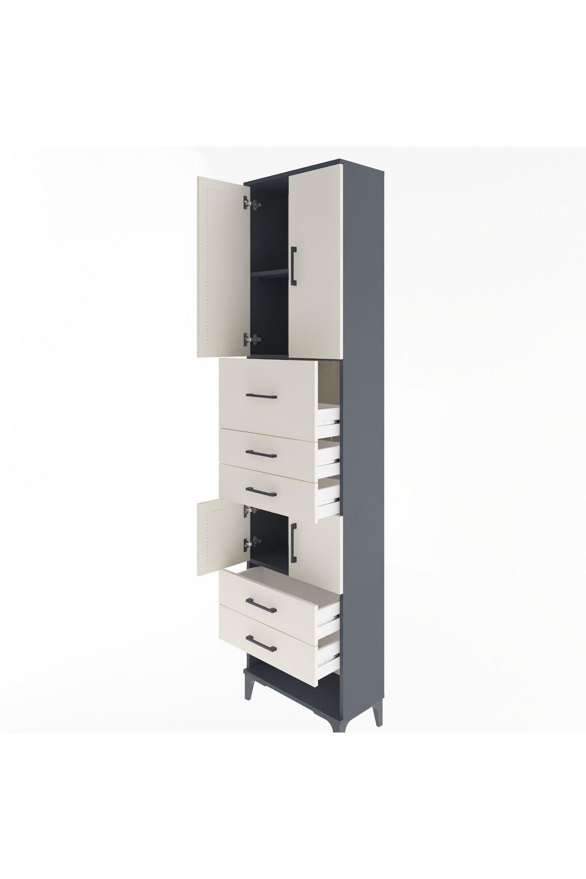 Arges Dolap 3 Raflı 5 Çekmeceli 4 Kapaklı 60x30x243 - S32M041V4A