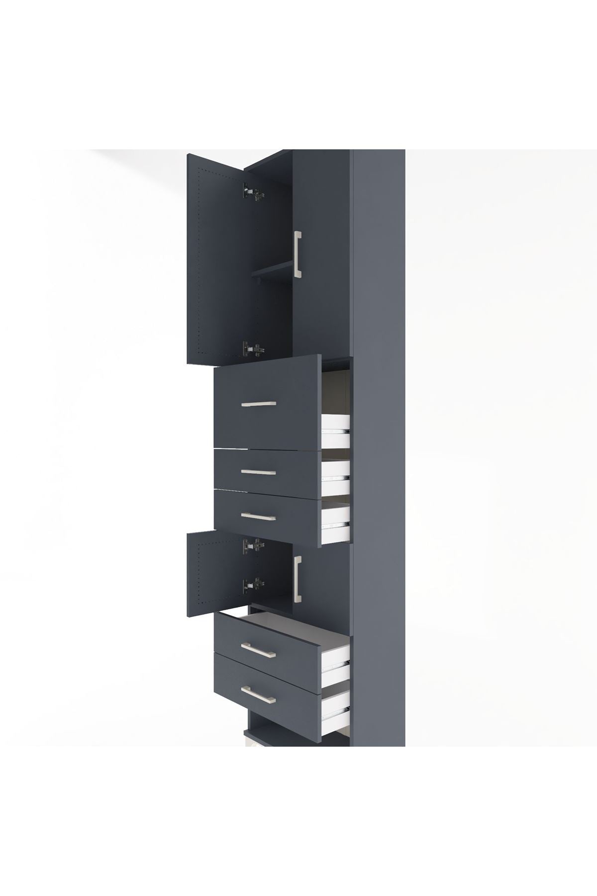Arges Dolap 3 Raflı 5 Çekmeceli 4 Kapaklı 60x30x243 - S32M041V5A