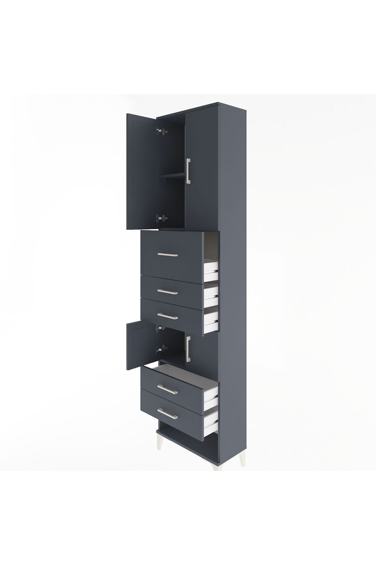 Arges Dolap 3 Raflı 5 Çekmeceli 4 Kapaklı 60x30x243 - S32M041V5A