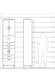 Arges Dolap 3 Raflı 5 Çekmeceli 4 Kapaklı 60x30x243 - S32M041V5A