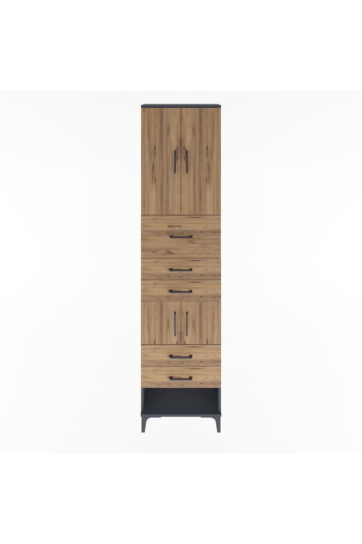 Arges Dolap 3 Raflı 5 Çekmeceli 4 Kapaklı 60x30x243 - S32M041V6A