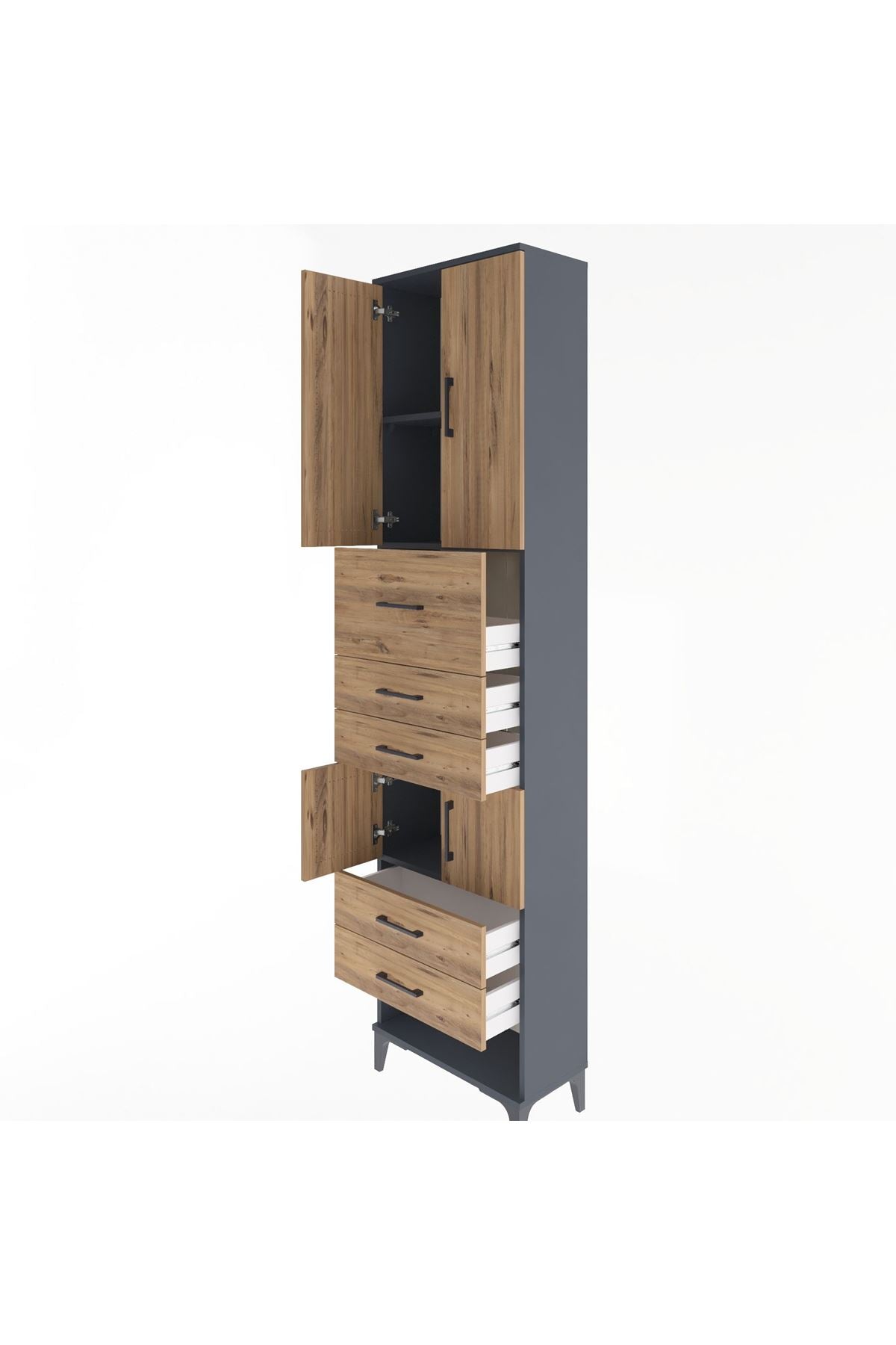 Arges Dolap 3 Raflı 5 Çekmeceli 4 Kapaklı 60x30x243 - S32M041V6A