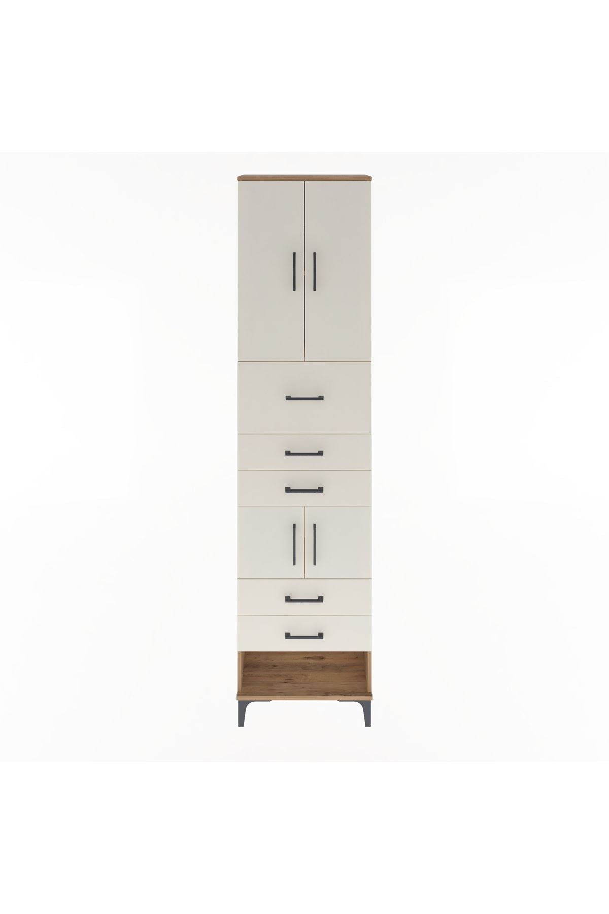 Arges Dolap 3 Raflı 5 Çekmeceli 4 Kapaklı 60x30x243 - S32M041V7A