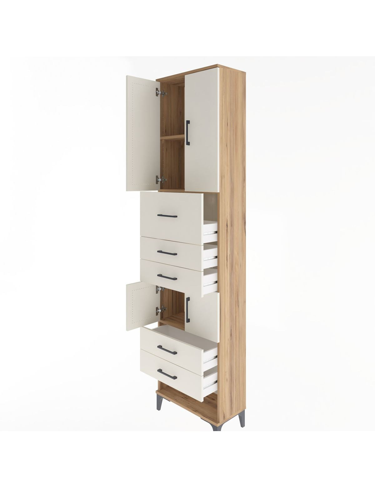 Arges Dolap 3 Raflı 5 Çekmeceli 4 Kapaklı 60x30x243 - S32M041V7A