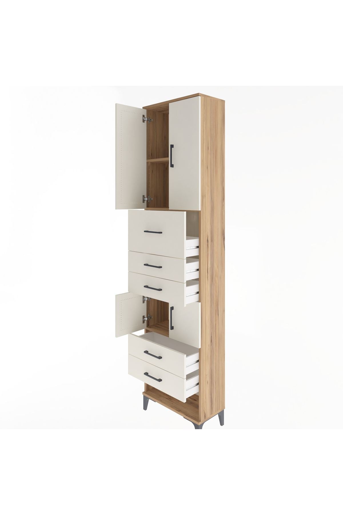Arges Dolap 3 Raflı 5 Çekmeceli 4 Kapaklı 60x30x243 - S32M041V7A