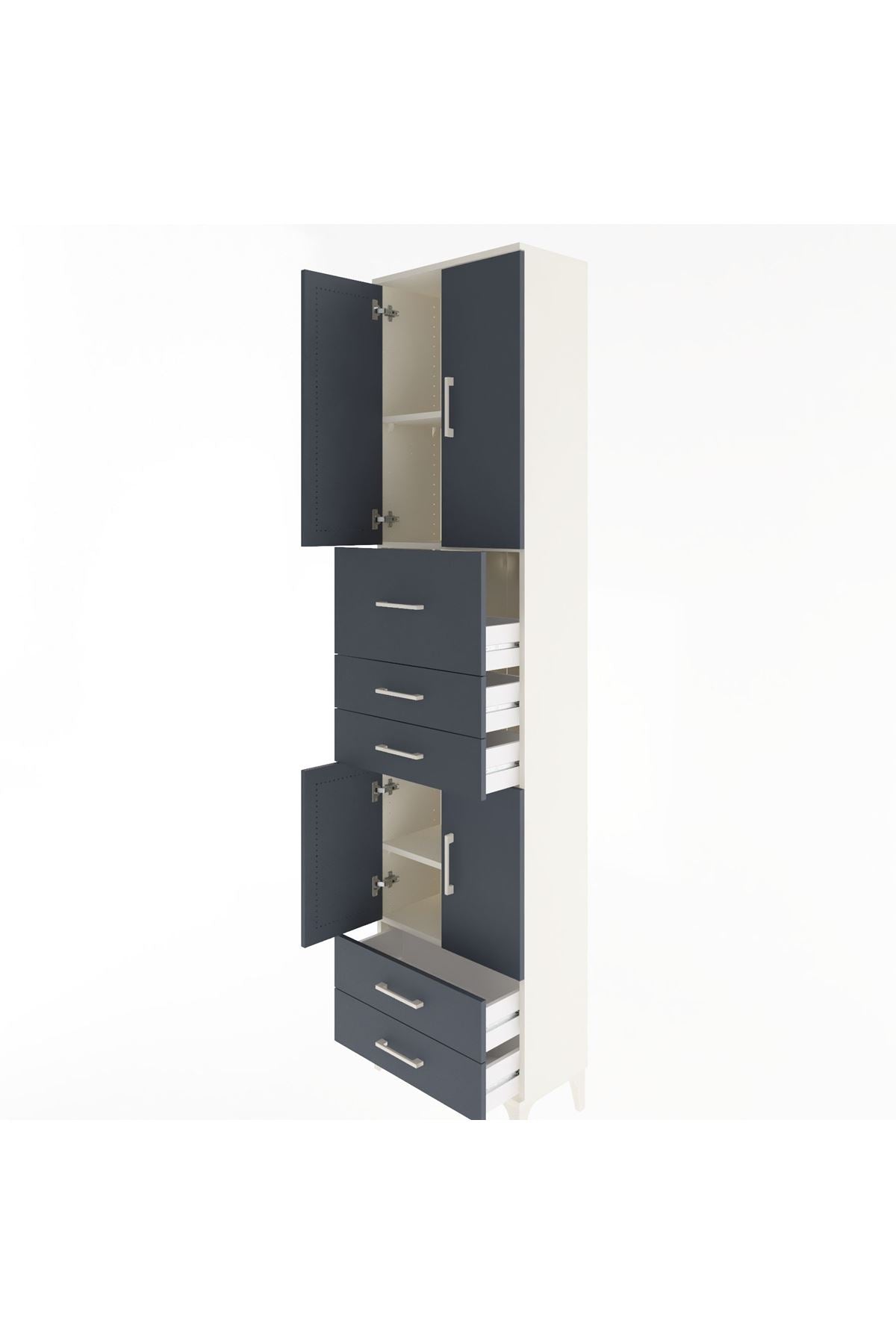 Arges Dolap 4 Raflı 5 Çekmeceli 4 Kapaklı 60x30x243 - S32M042V2A