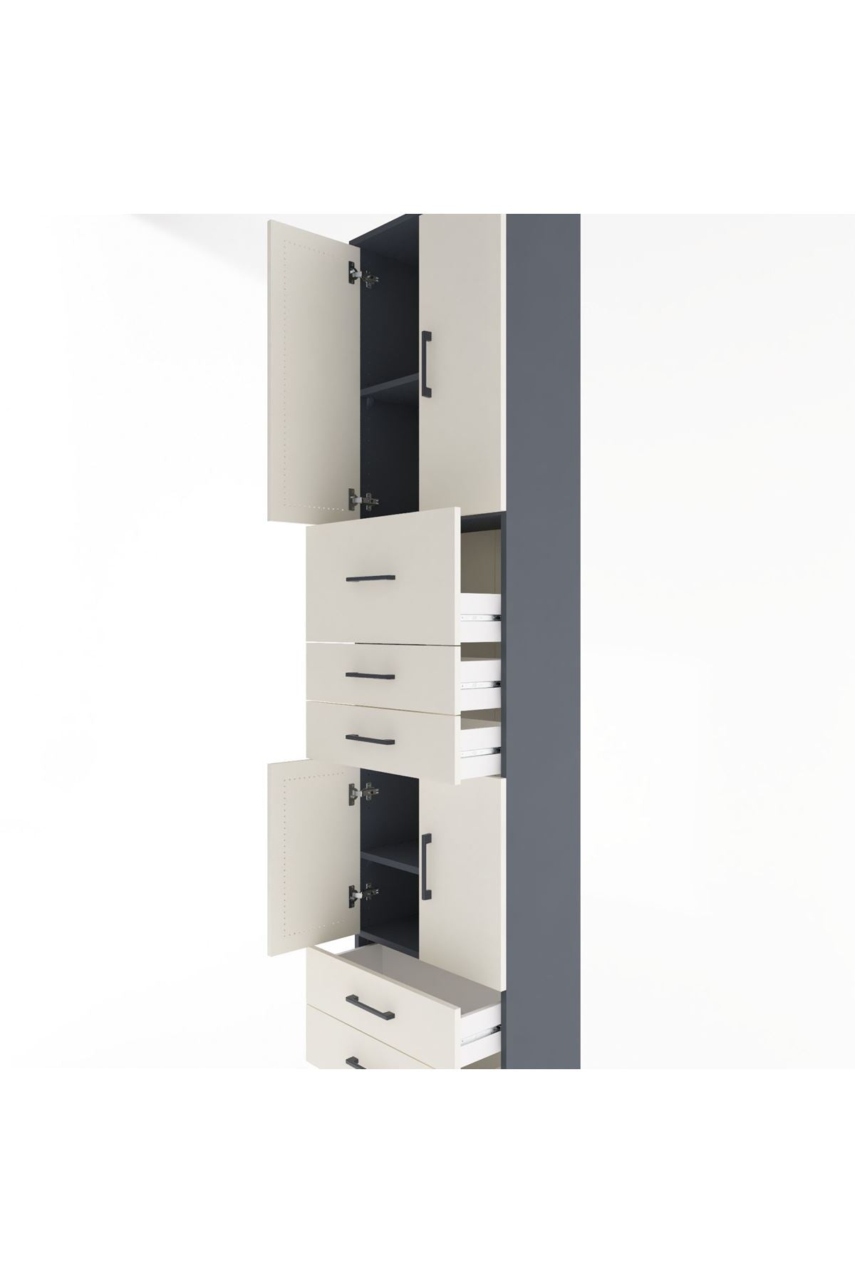 Arges Dolap 4 Raflı 5 Çekmeceli 4 Kapaklı 60x30x243 - S32M042V4A