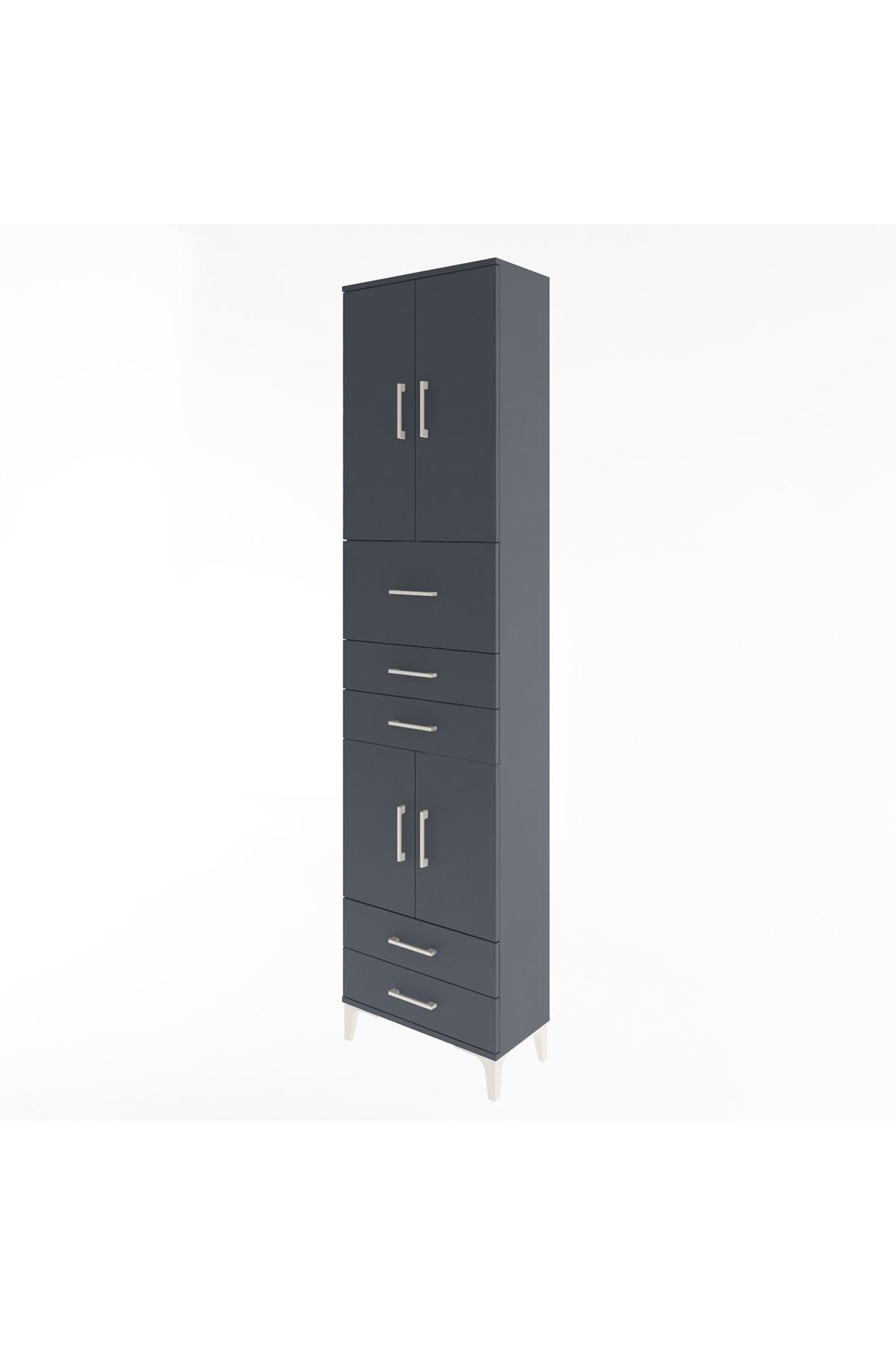 Arges Dolap 4 Raflı 5 Çekmeceli 4 Kapaklı 60x30x243 - S32M042V5A