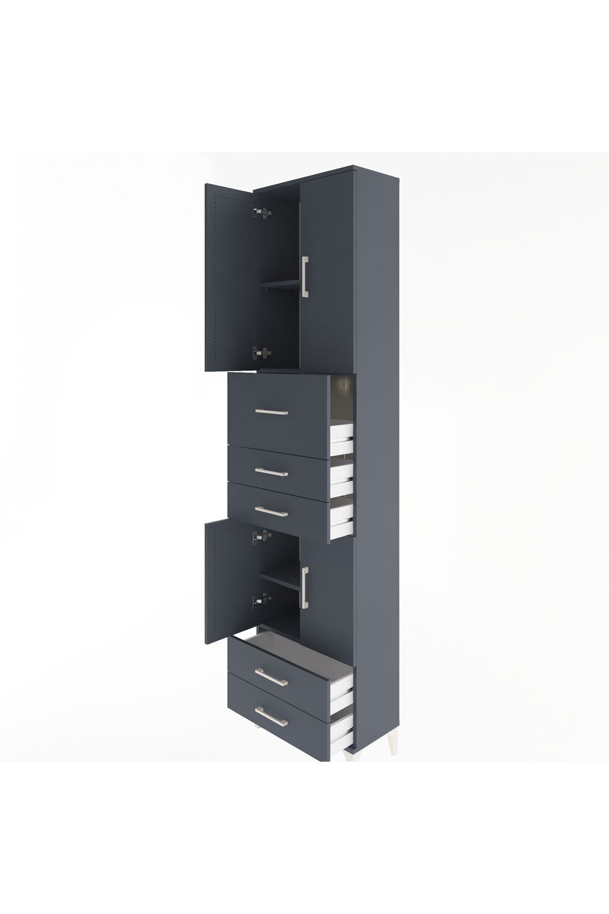 Arges Dolap 4 Raflı 5 Çekmeceli 4 Kapaklı 60x30x243 - S32M042V5A