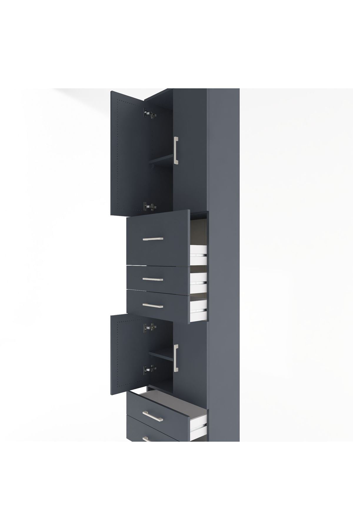 Arges Dolap 4 Raflı 5 Çekmeceli 4 Kapaklı 60x30x243 - S32M042V5A