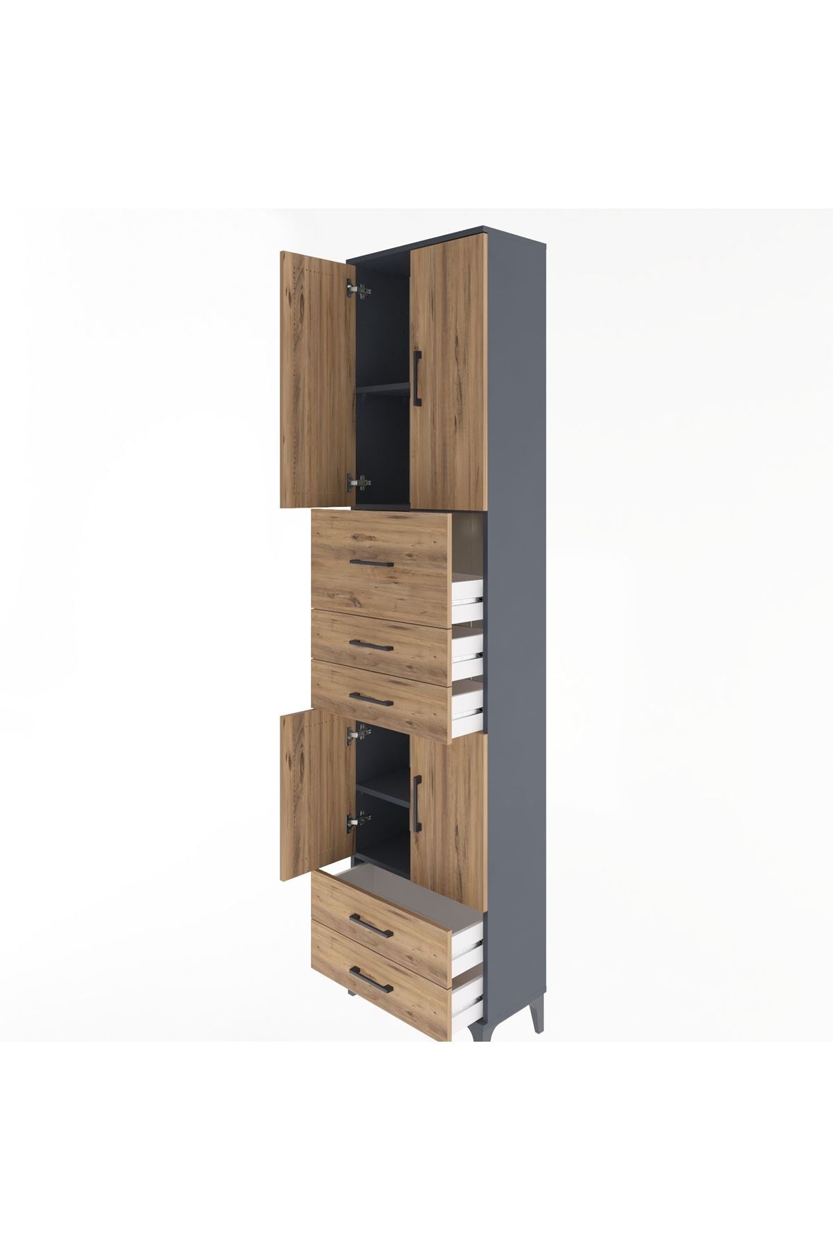 Arges Dolap 4 Raflı 5 Çekmeceli 4 Kapaklı 60x30x243 - S32M042V6A
