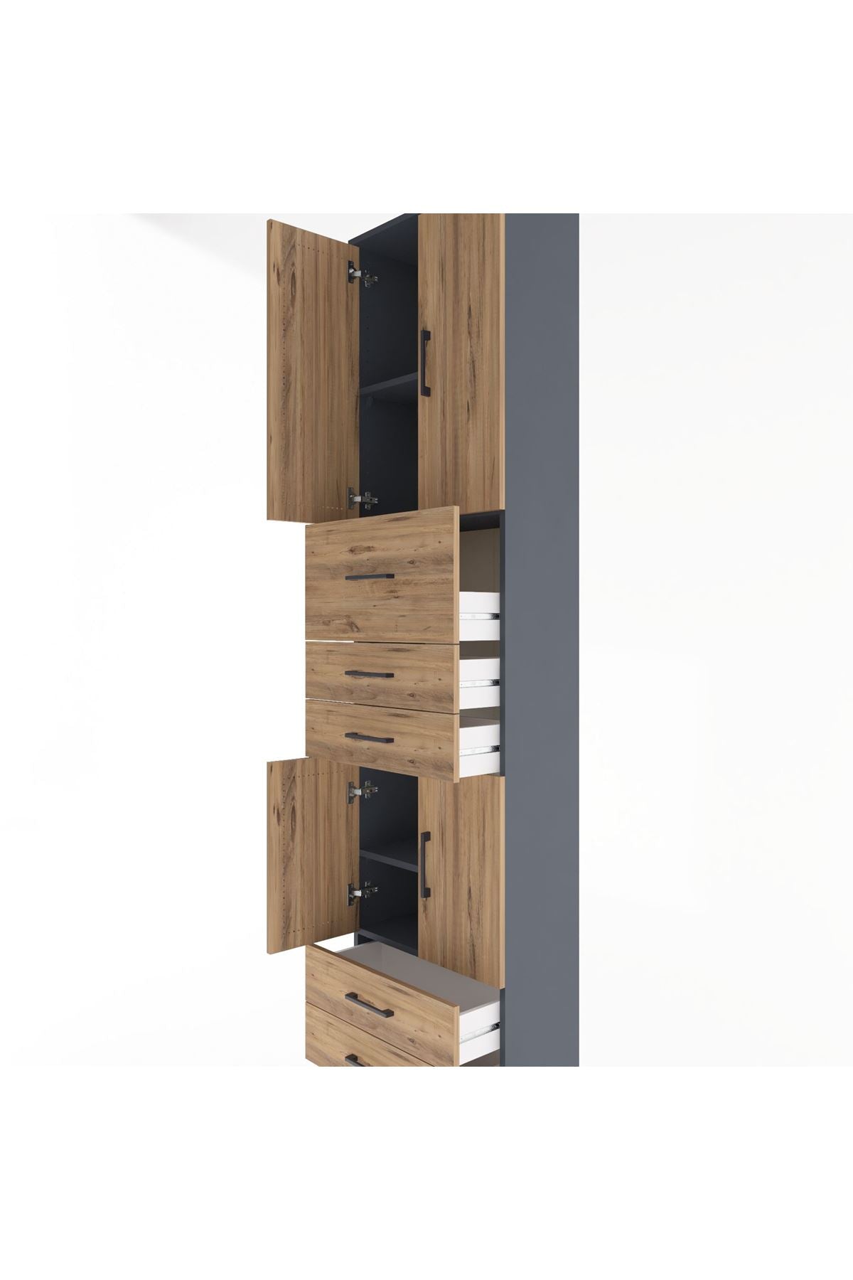 Arges Dolap 4 Raflı 5 Çekmeceli 4 Kapaklı 60x30x243 - S32M042V6A