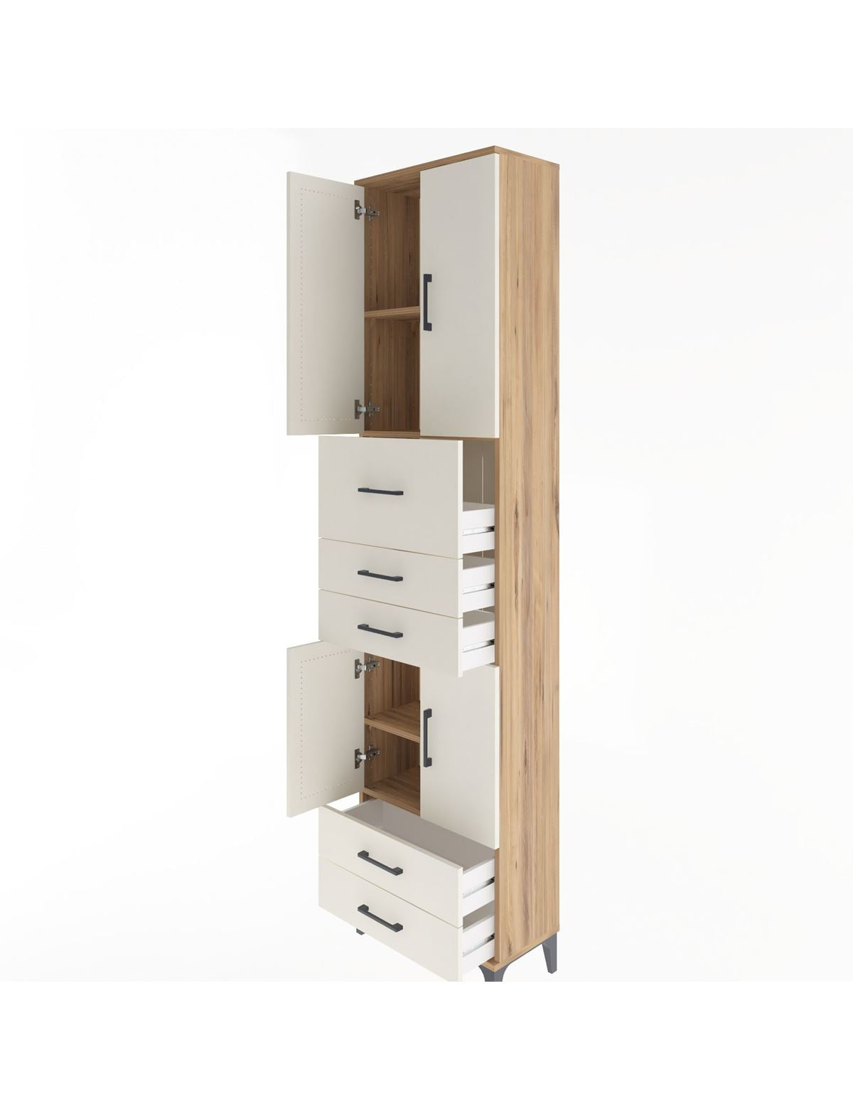 Arges Dolap 4 Raflı 5 Çekmeceli 4 Kapaklı 60x30x243 - S32M042V7A