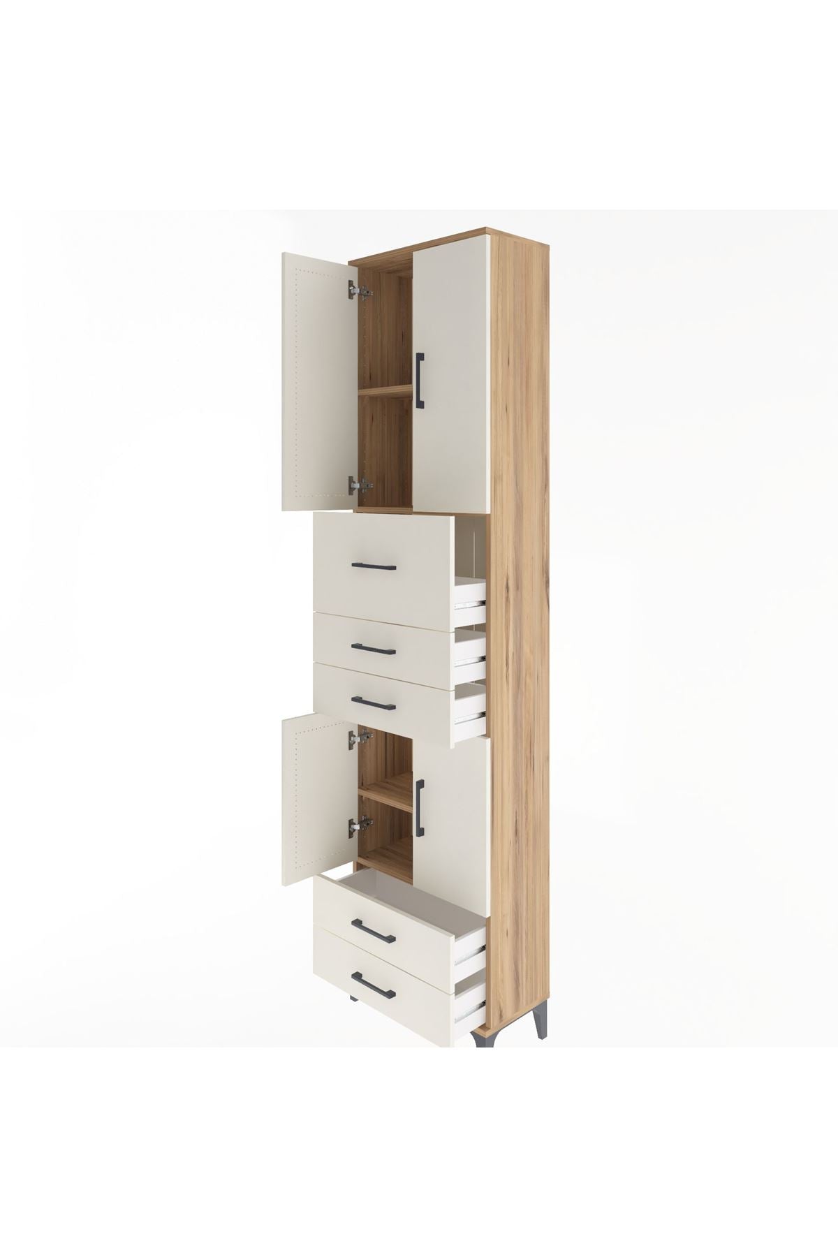 Arges Dolap 4 Raflı 5 Çekmeceli 4 Kapaklı 60x30x243 - S32M042V7A
