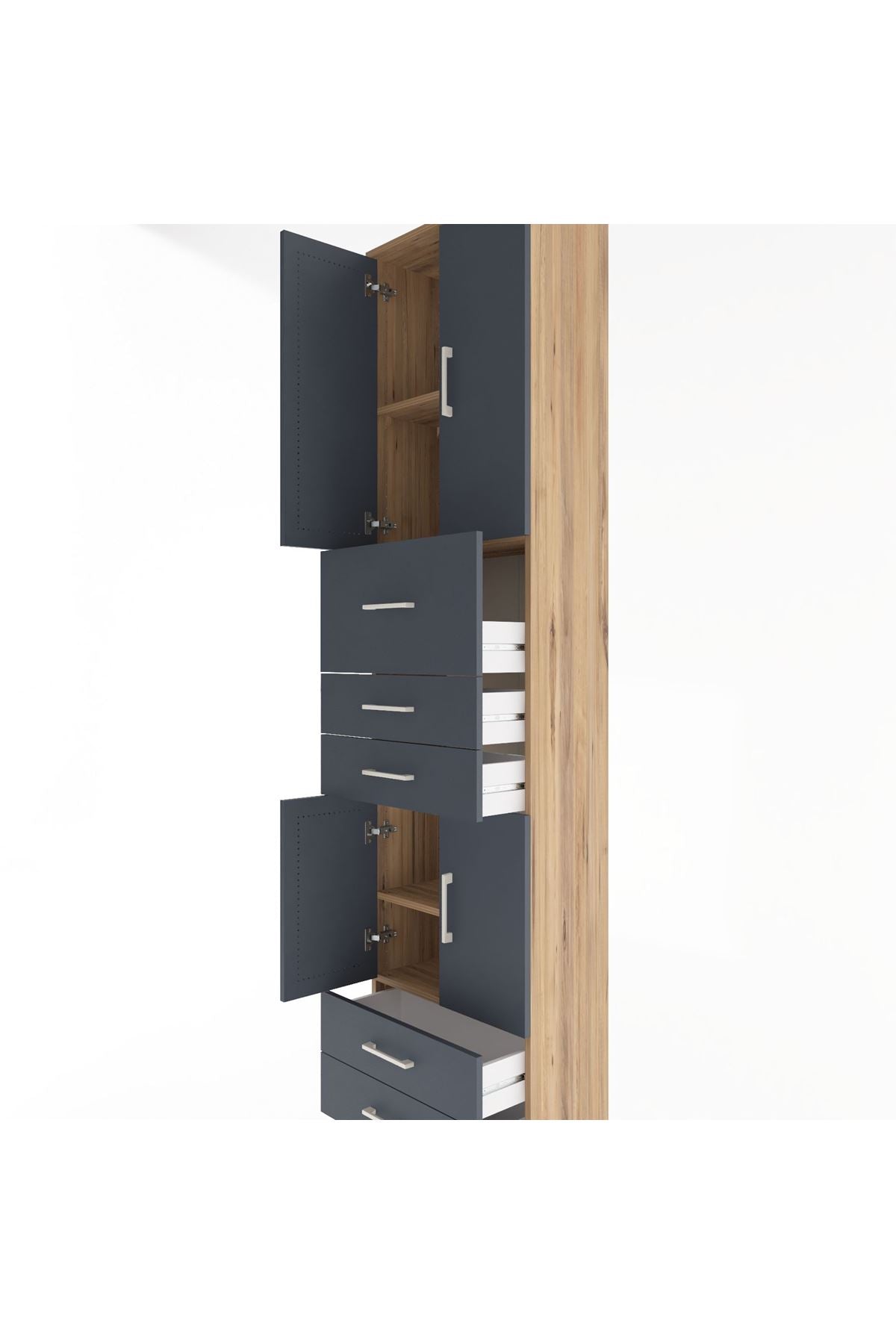 Arges Dolap 4 Raflı 5 Çekmeceli 4 Kapaklı 60x30x243 - S32M042V8A