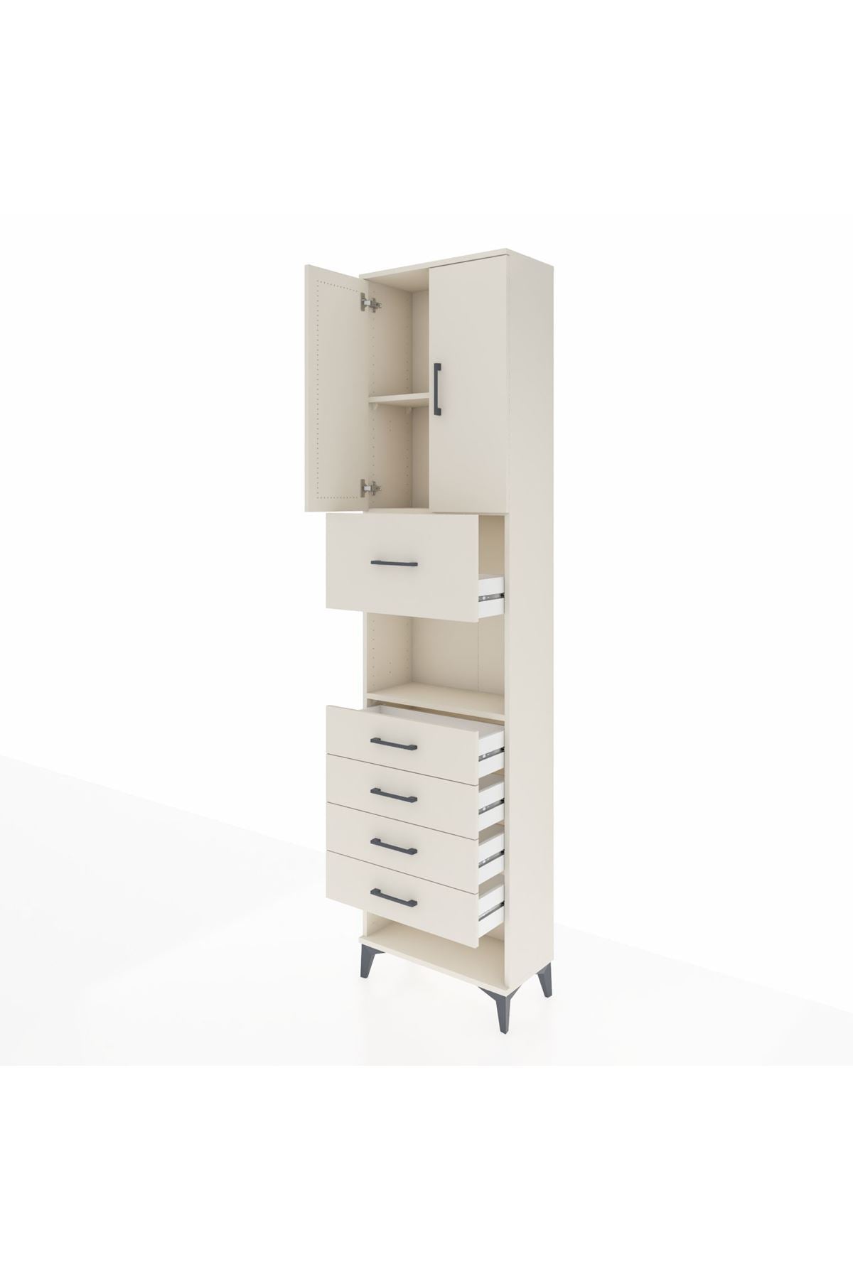 Arges Dolap 3 Raflı 5 Çekmeceli 2 Kapaklı 60x30x243 - S32M043V1A