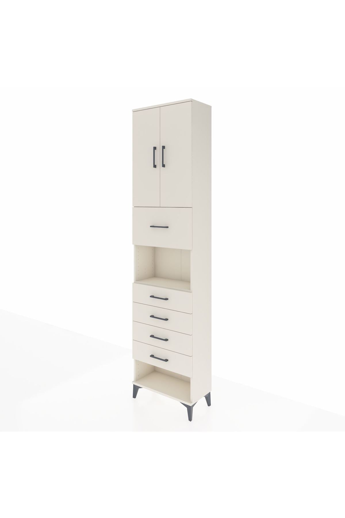 Arges Dolap 3 Raflı 5 Çekmeceli 2 Kapaklı 60x30x243 - S32M043V1A