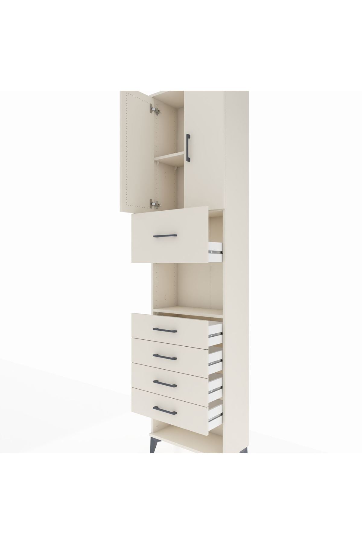 Arges Dolap 3 Raflı 5 Çekmeceli 2 Kapaklı 60x30x243 - S32M043V1A