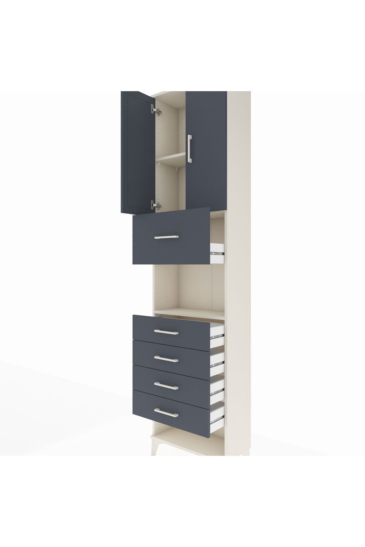 Arges Dolap 3 Raflı 5 Çekmeceli 2 Kapaklı 60x30x243 - S32M043V2A