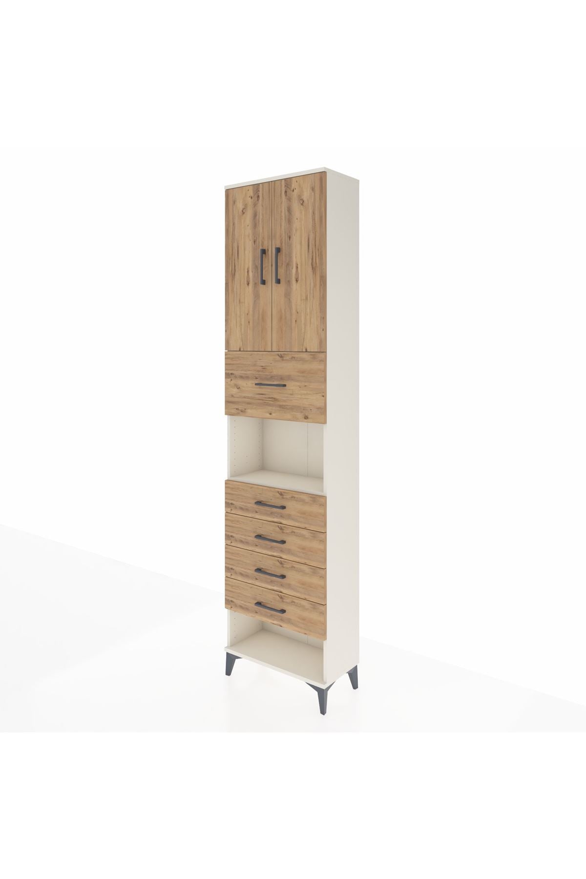 Arges Dolap 3 Raflı 5 Çekmeceli 2 Kapaklı 60x30x243 - S32M043V3A