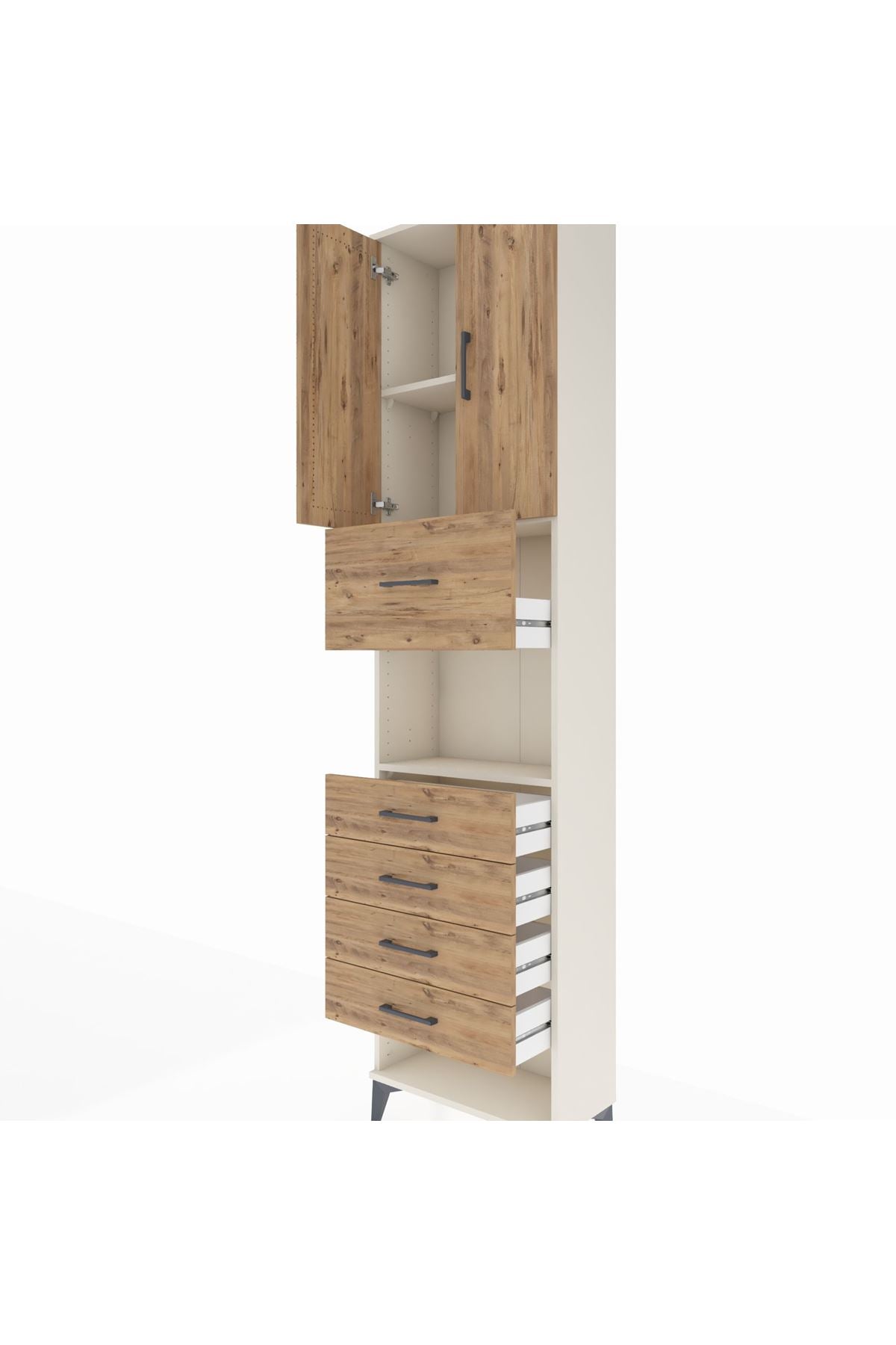 Arges Dolap 3 Raflı 5 Çekmeceli 2 Kapaklı 60x30x243 - S32M043V3A